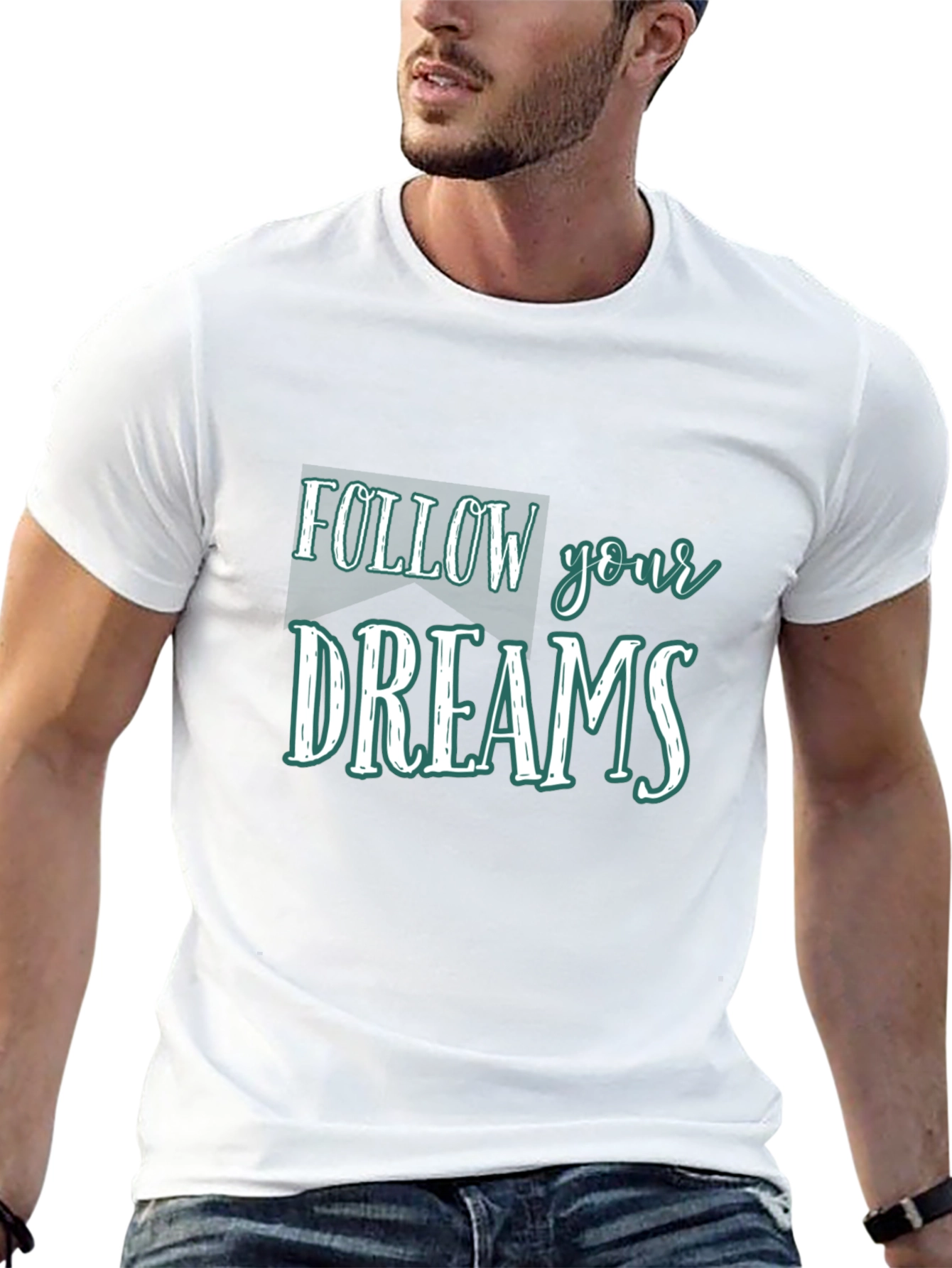 Follow Your Dreams Graphic Tee - Black Cotton T-Shirt