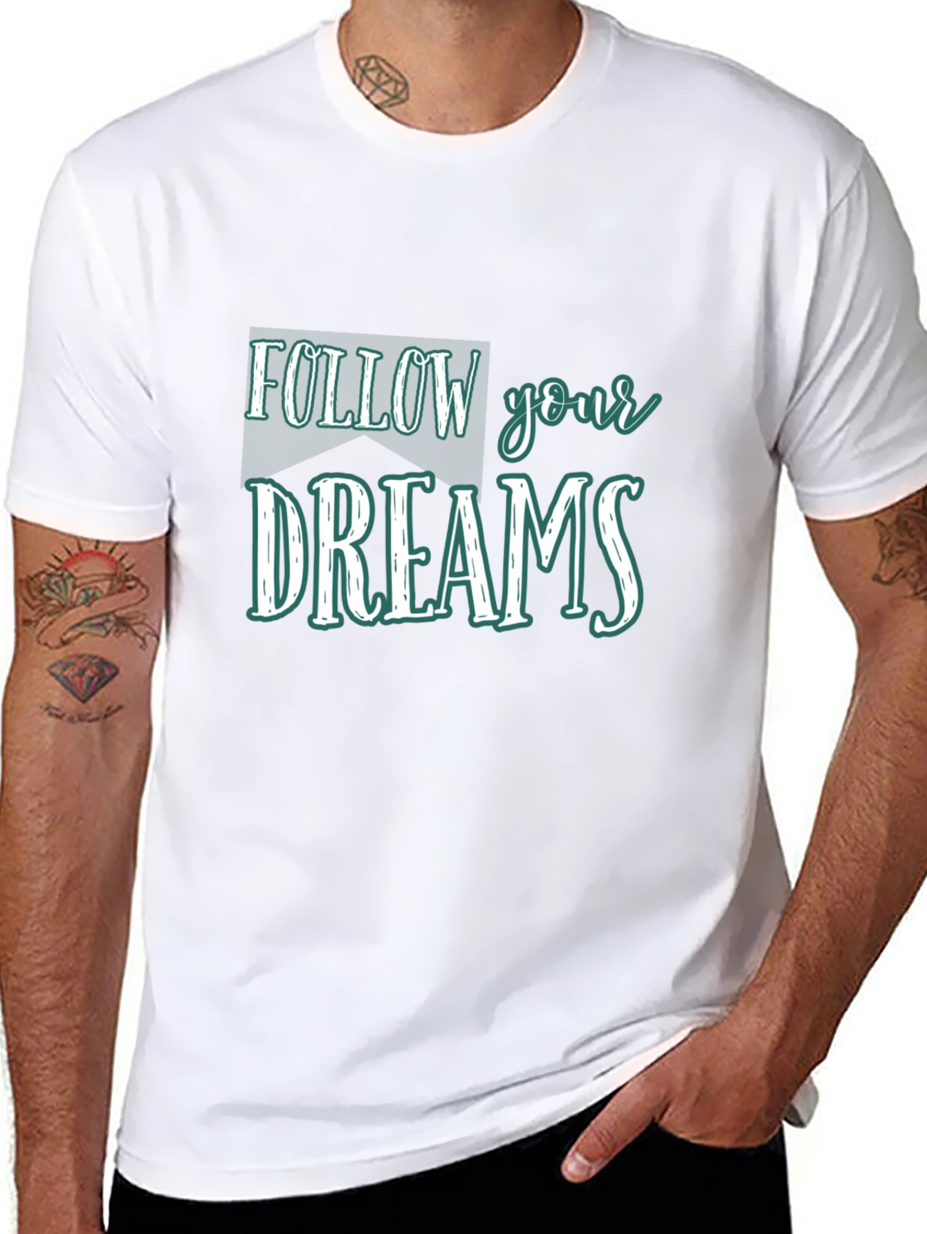 Follow Your Dreams Graphic Tee - Black Cotton T-Shirt