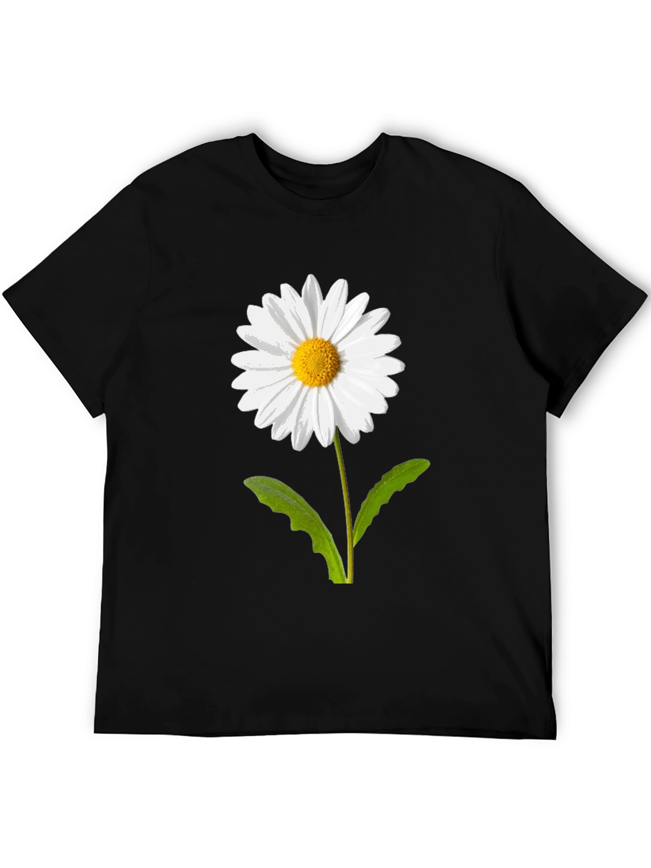 Daisy Flower Graphic Tee - Casual Black T-Shirt