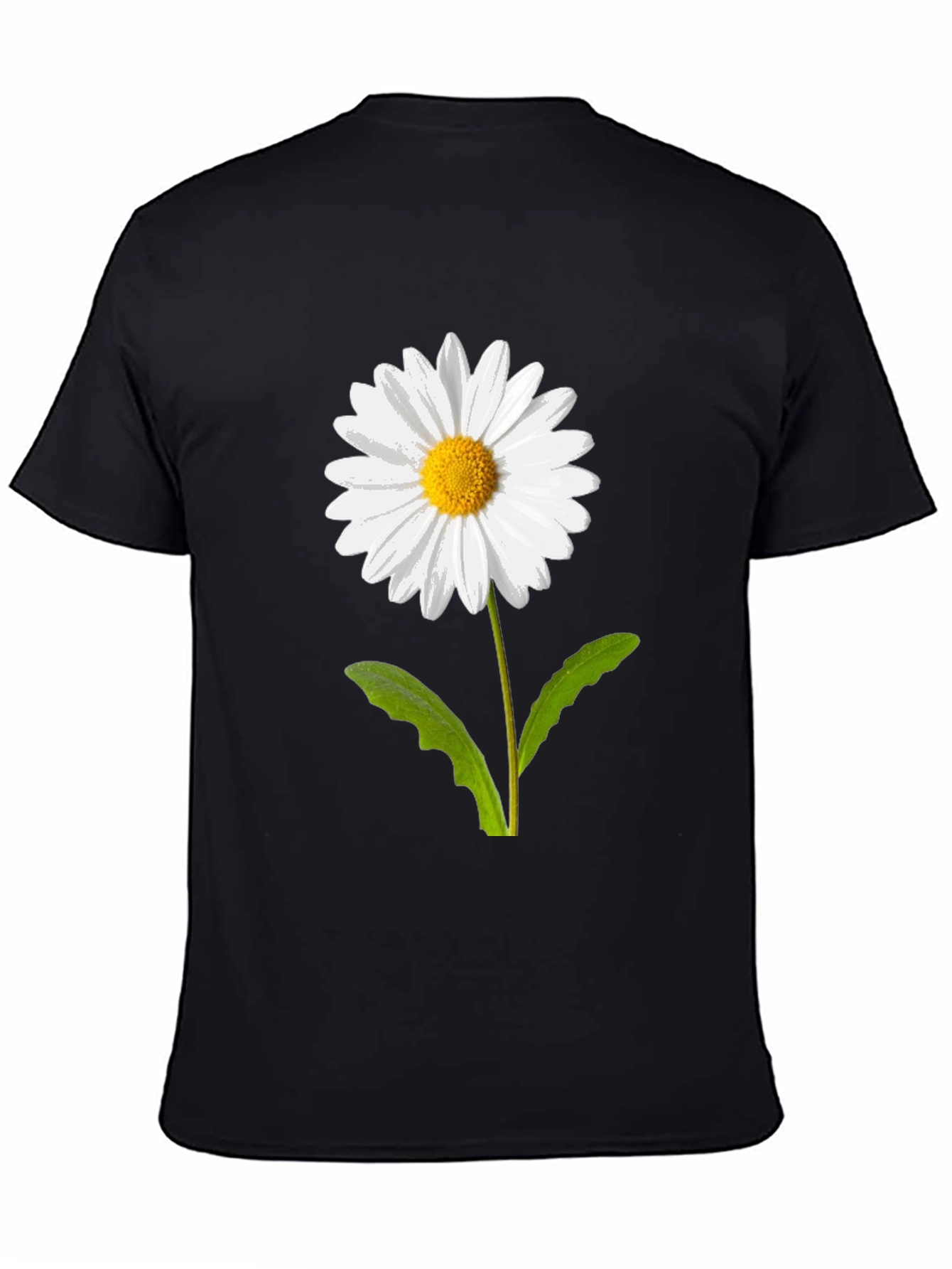 Daisy Flower Graphic Tee - Casual Black T-Shirt