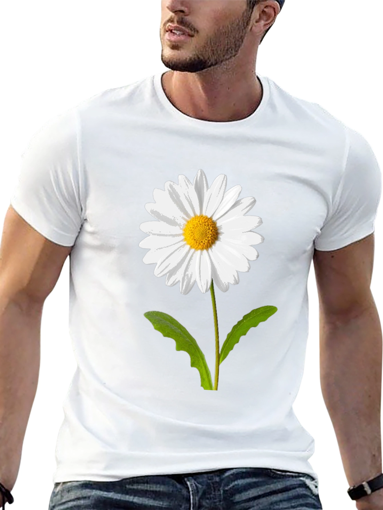 Daisy Flower Graphic Tee - Casual Black T-Shirt