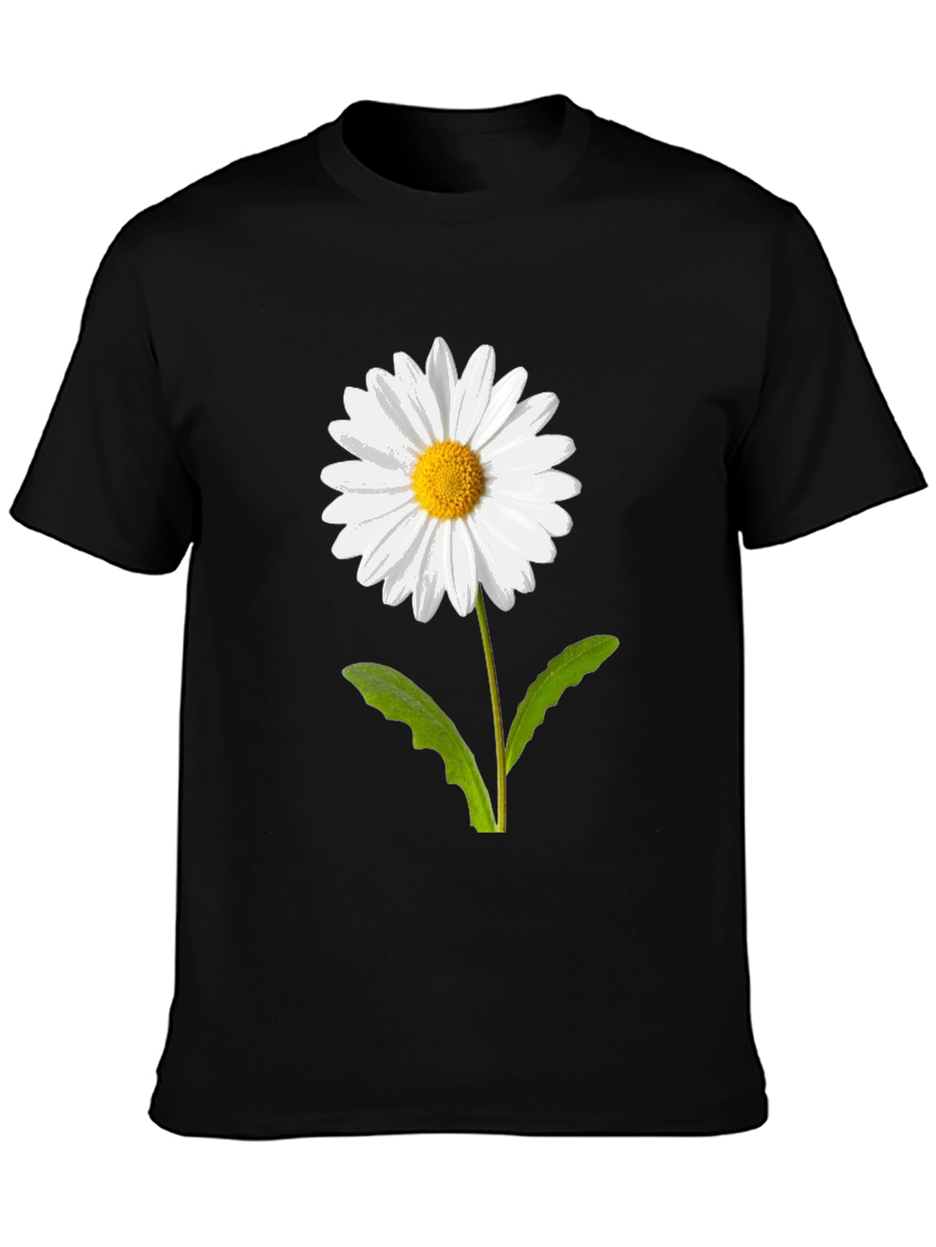 Daisy Flower Graphic Tee - Casual Black T-Shirt