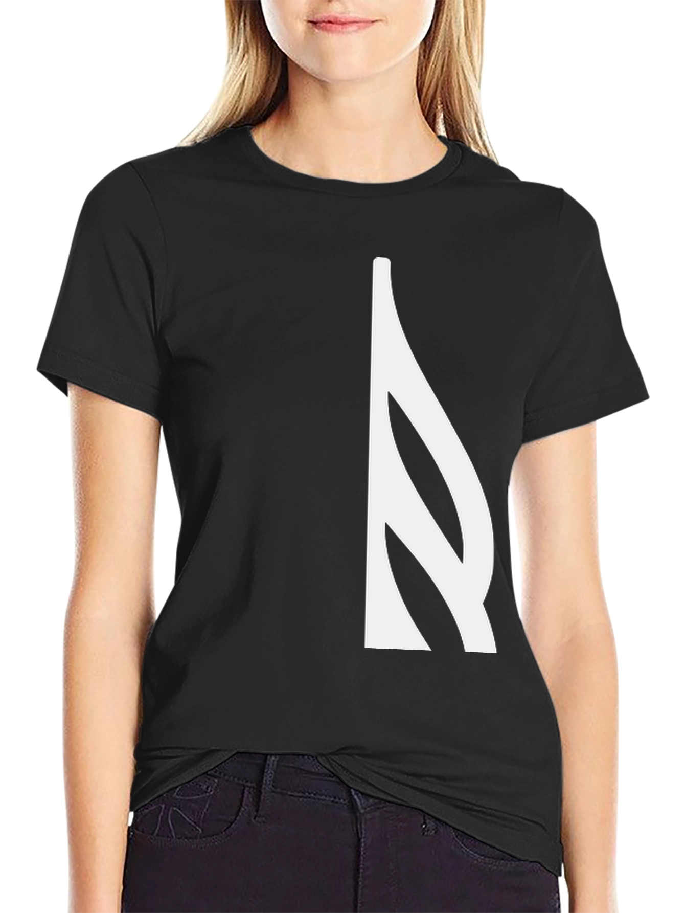 Modern Black T-Shirt with Abstract White Design