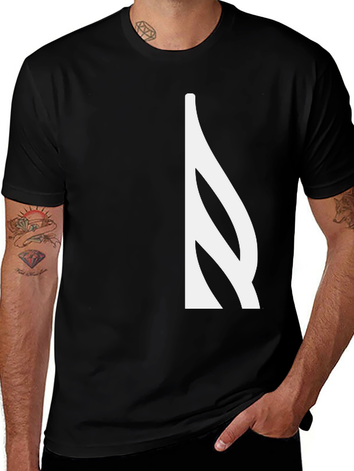 Modern Black T-Shirt with Abstract White Design