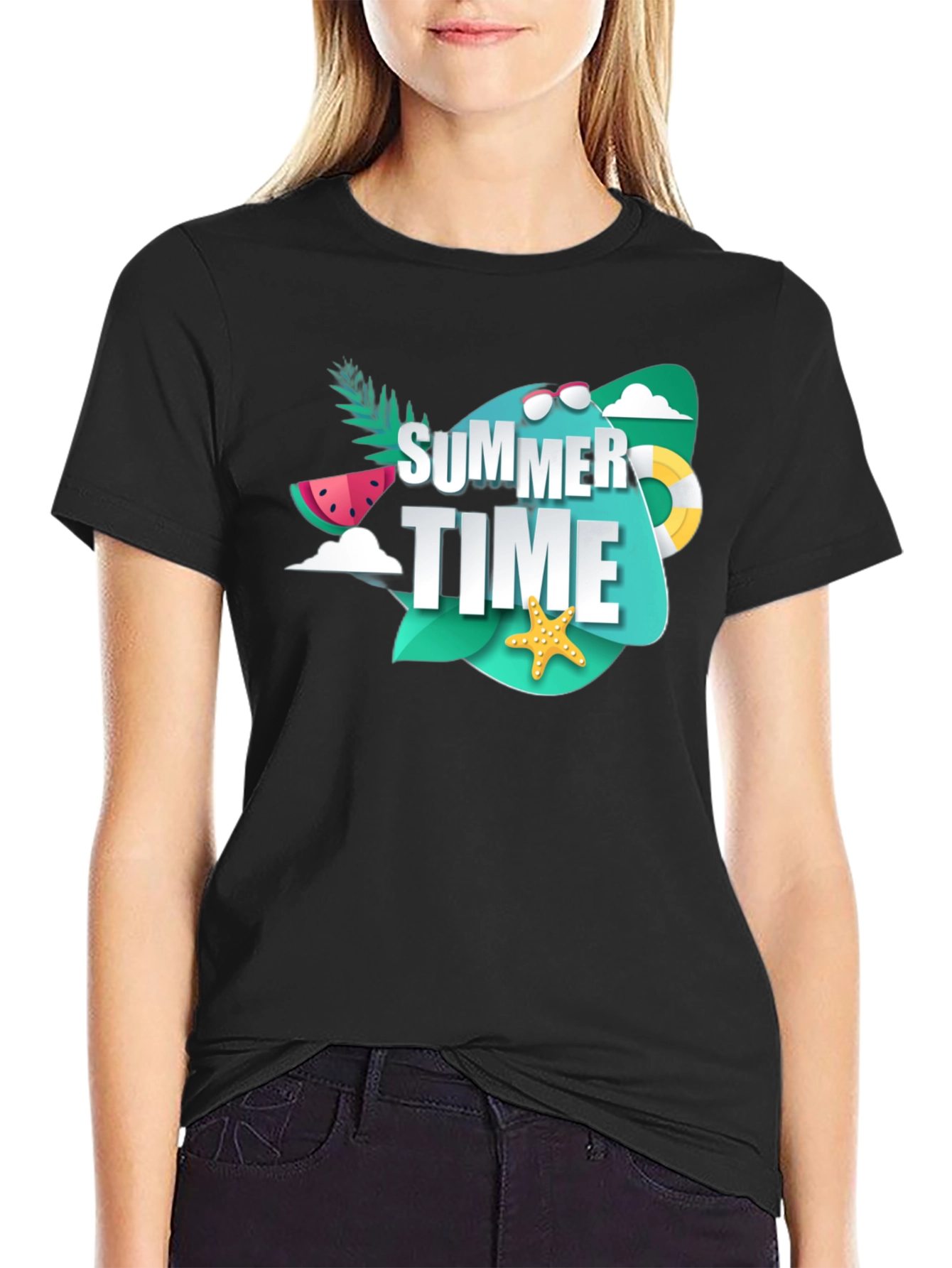 Summer Time Graphic T-Shirt - Black
