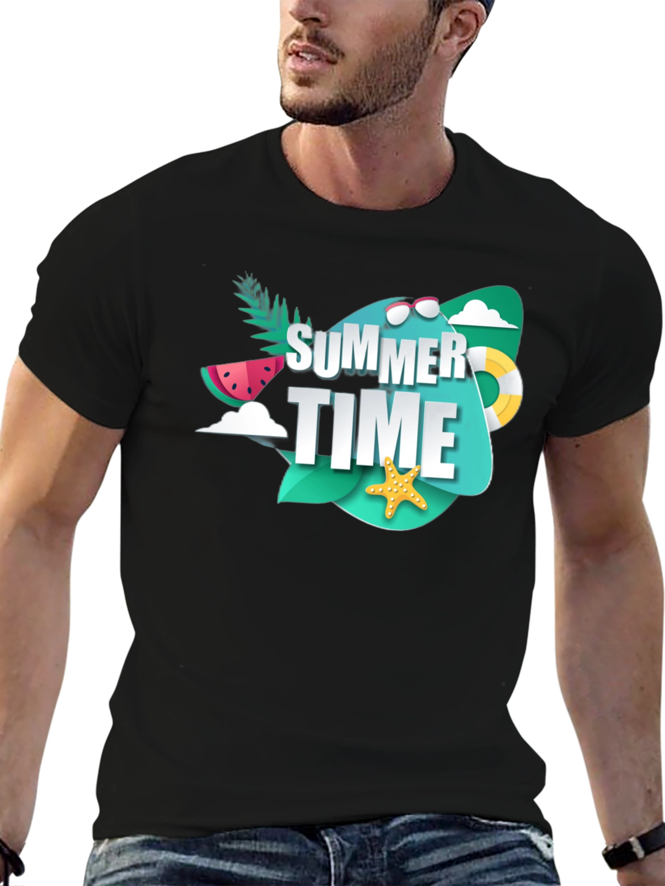 Summer Time Graphic T-Shirt - Black