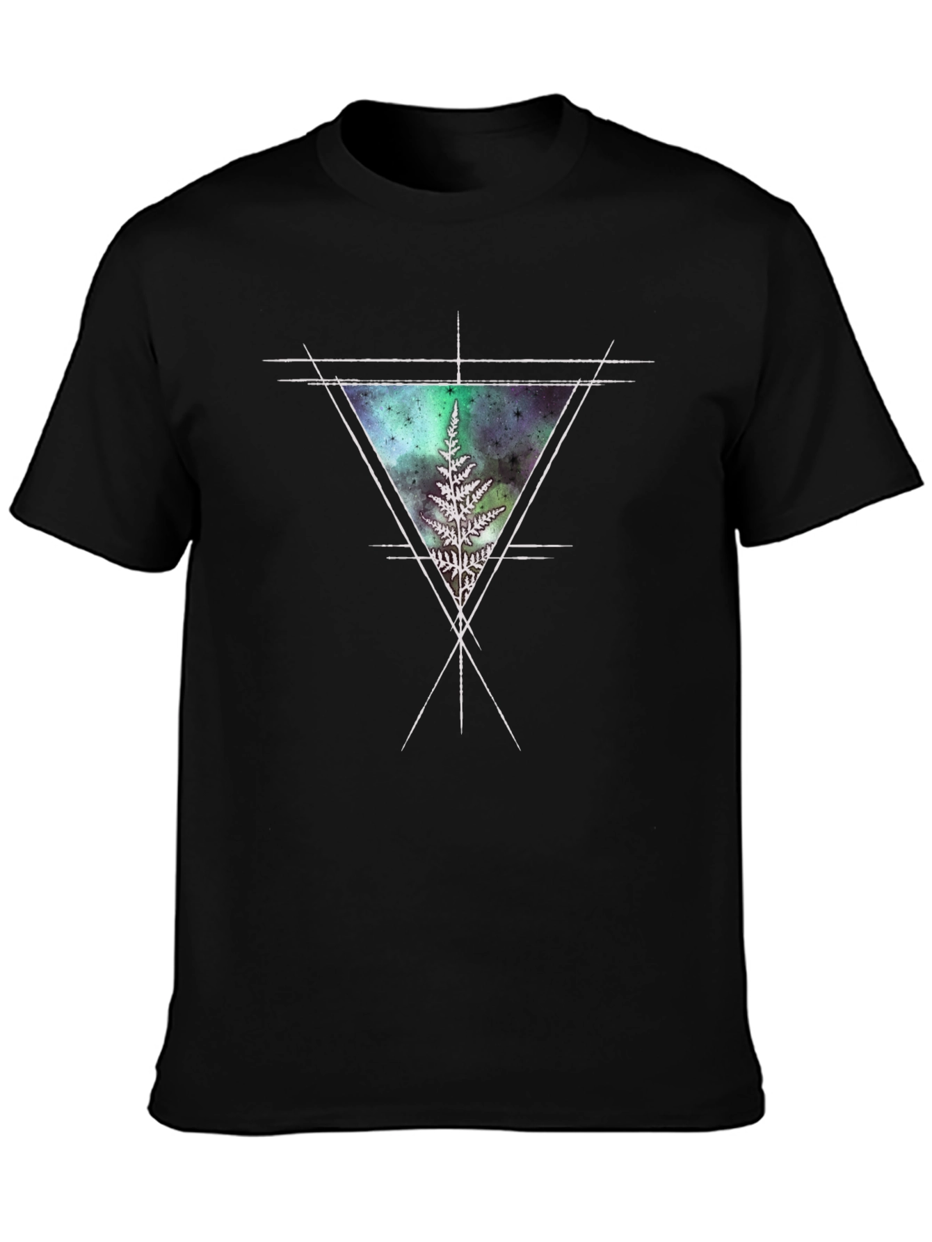 Geometric Fern Graphic Tee - Black