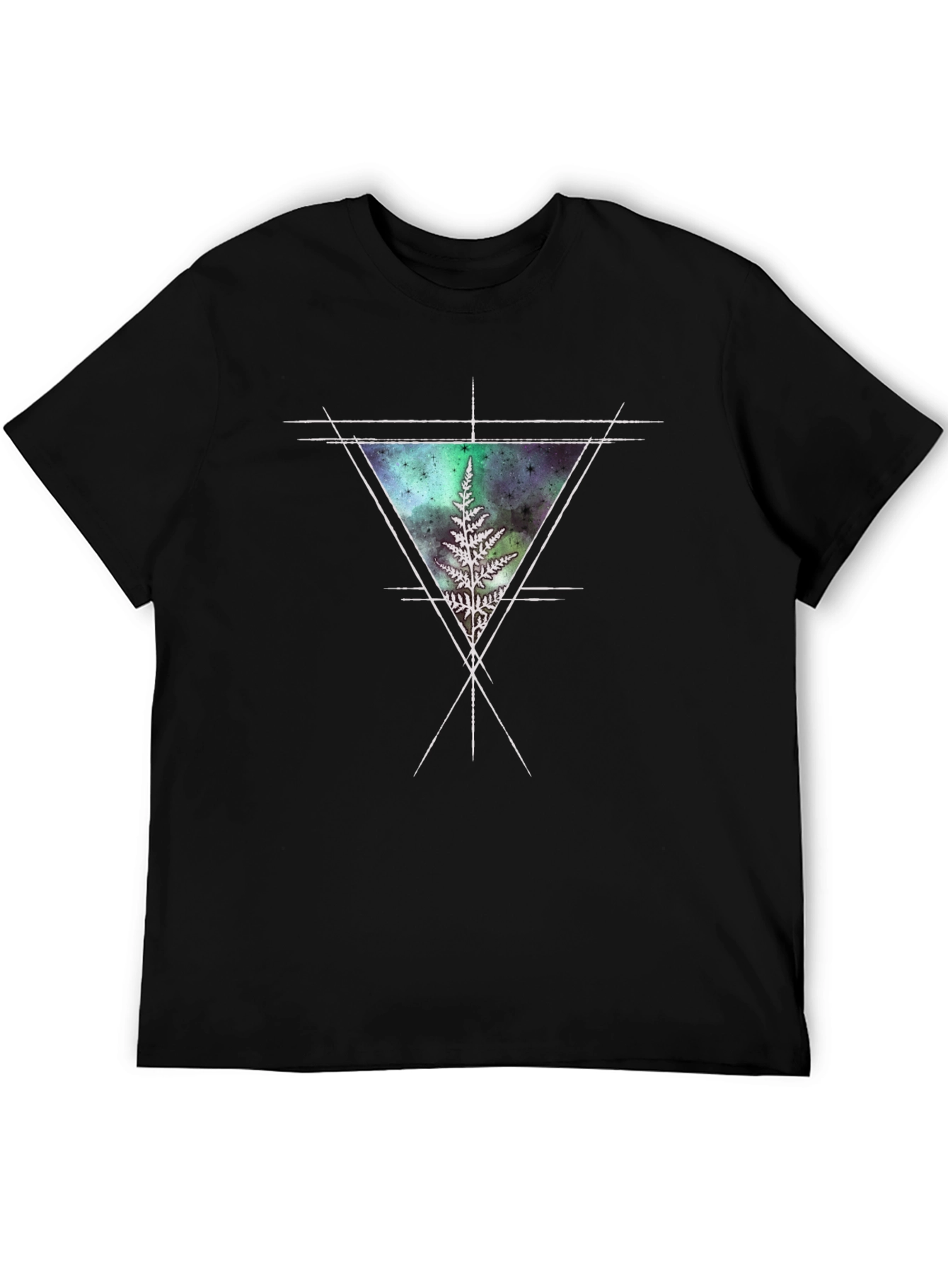 Geometric Fern Graphic Tee - Black