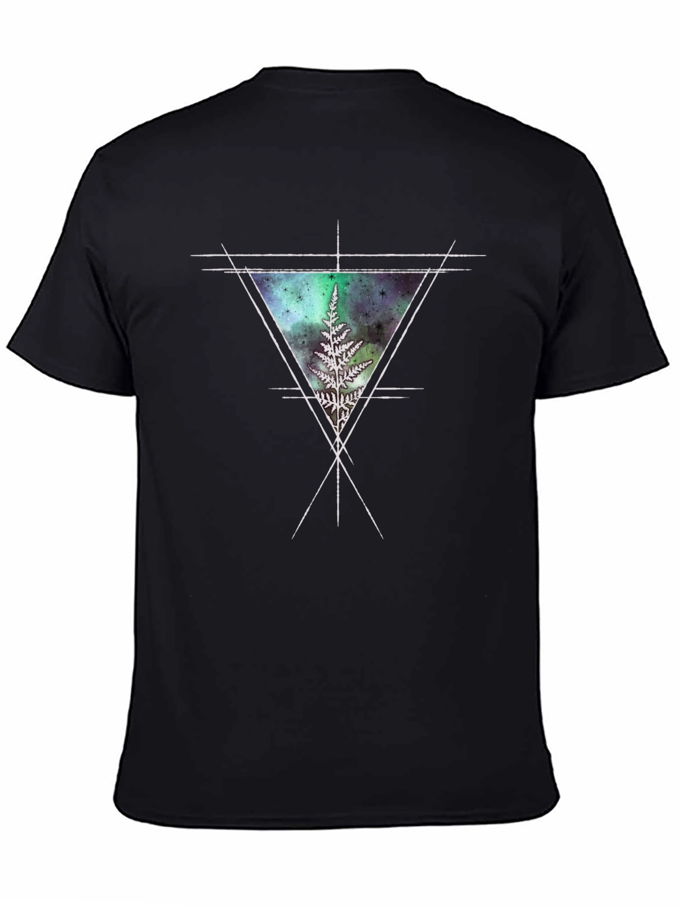 Geometric Fern Graphic Tee - Black