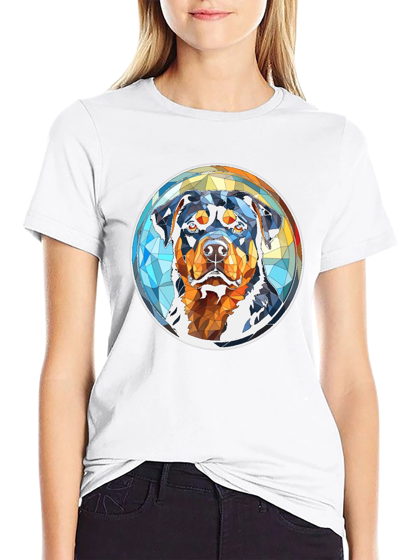 Rottweiler Geometric Art Black T-Shirt
