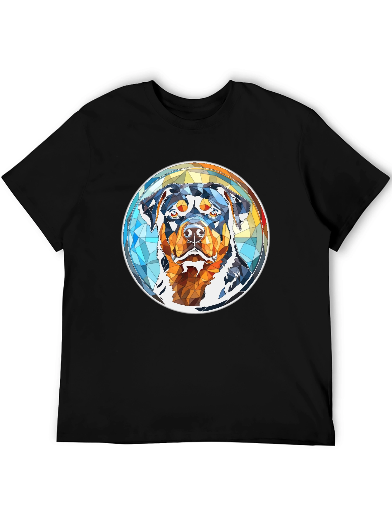 Rottweiler Geometric Art Black T-Shirt