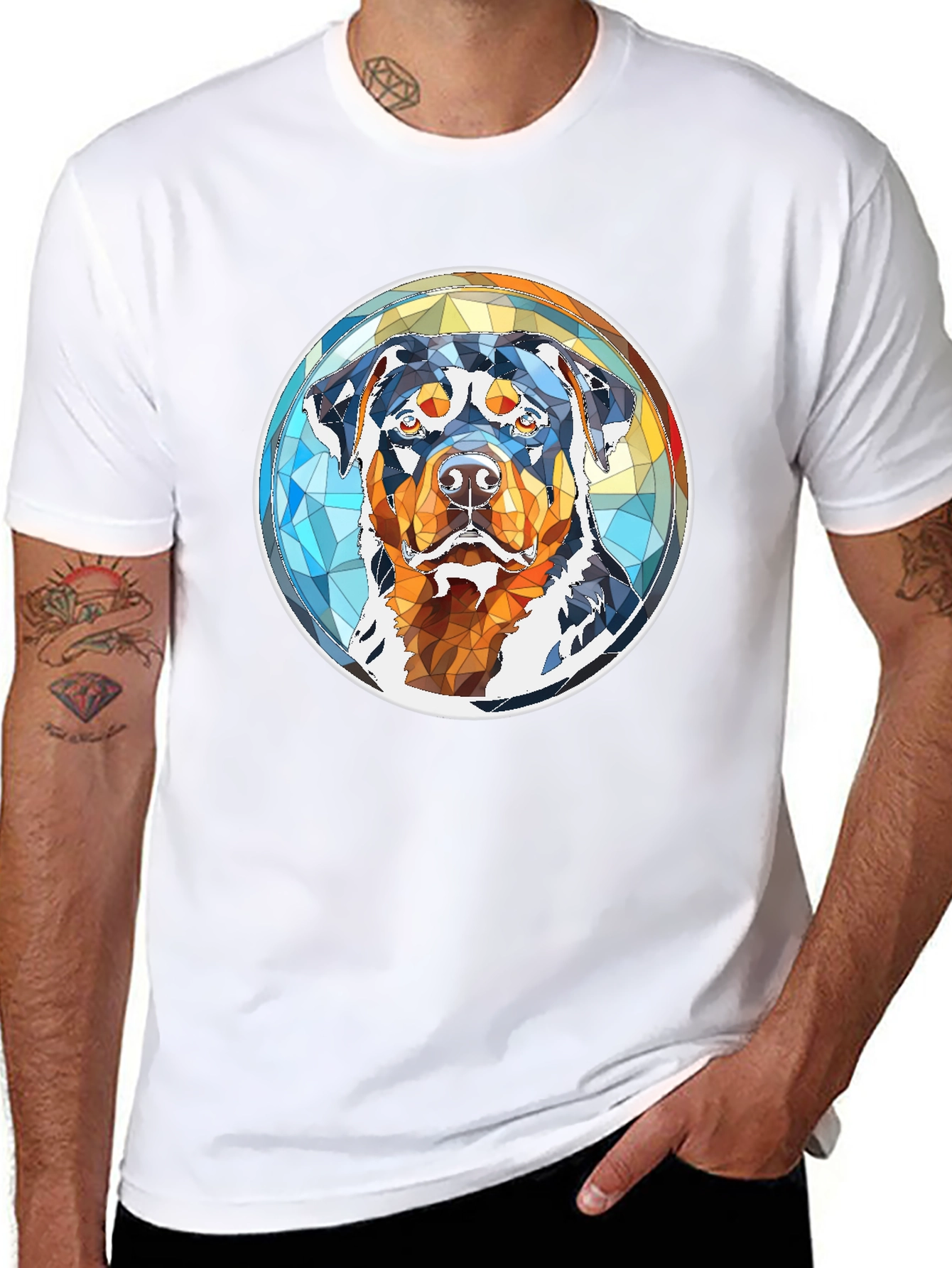 Rottweiler Geometric Art Black T-Shirt