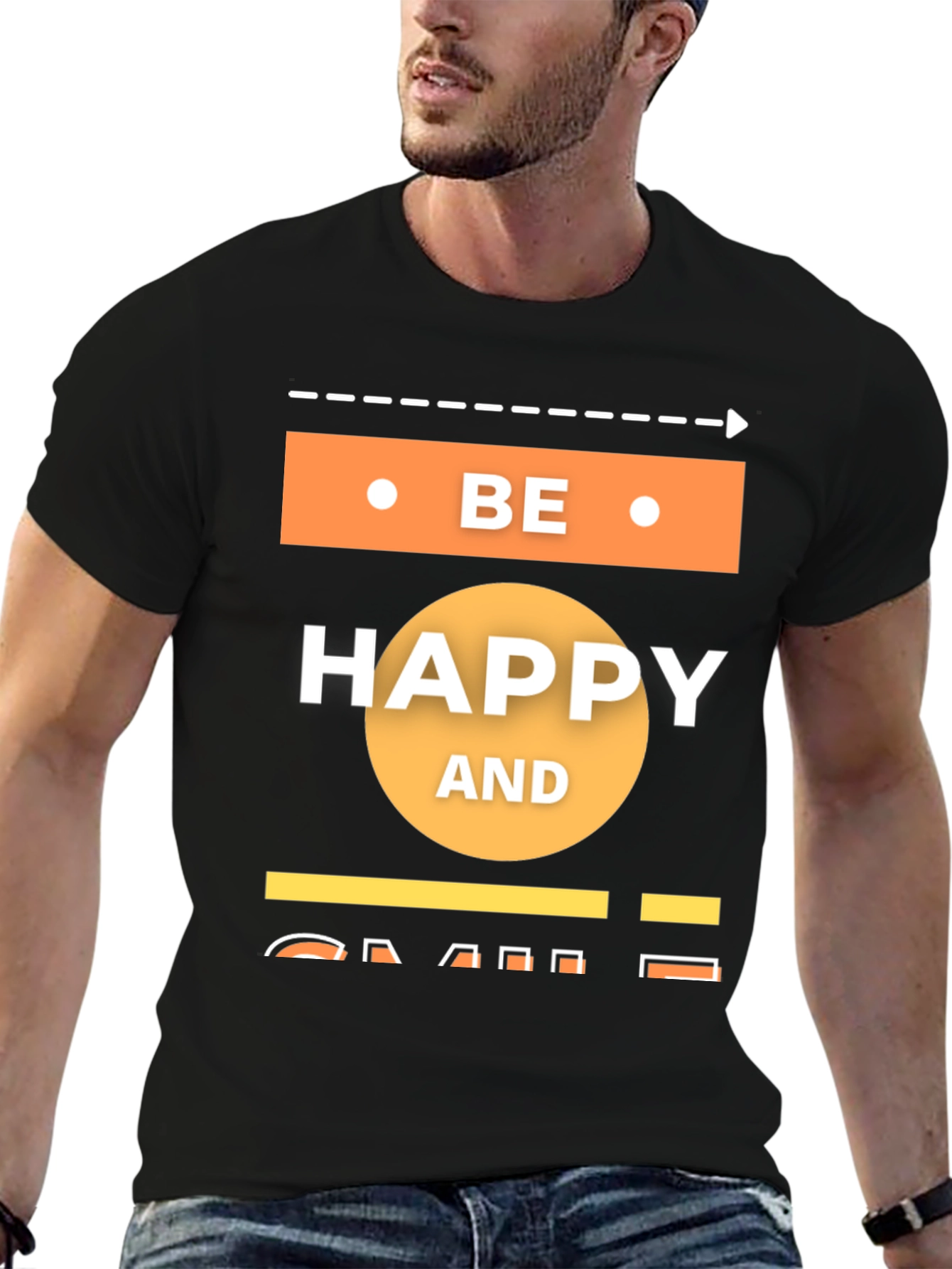 Be Happy T-Shirt - Mens Black Graphic Tee