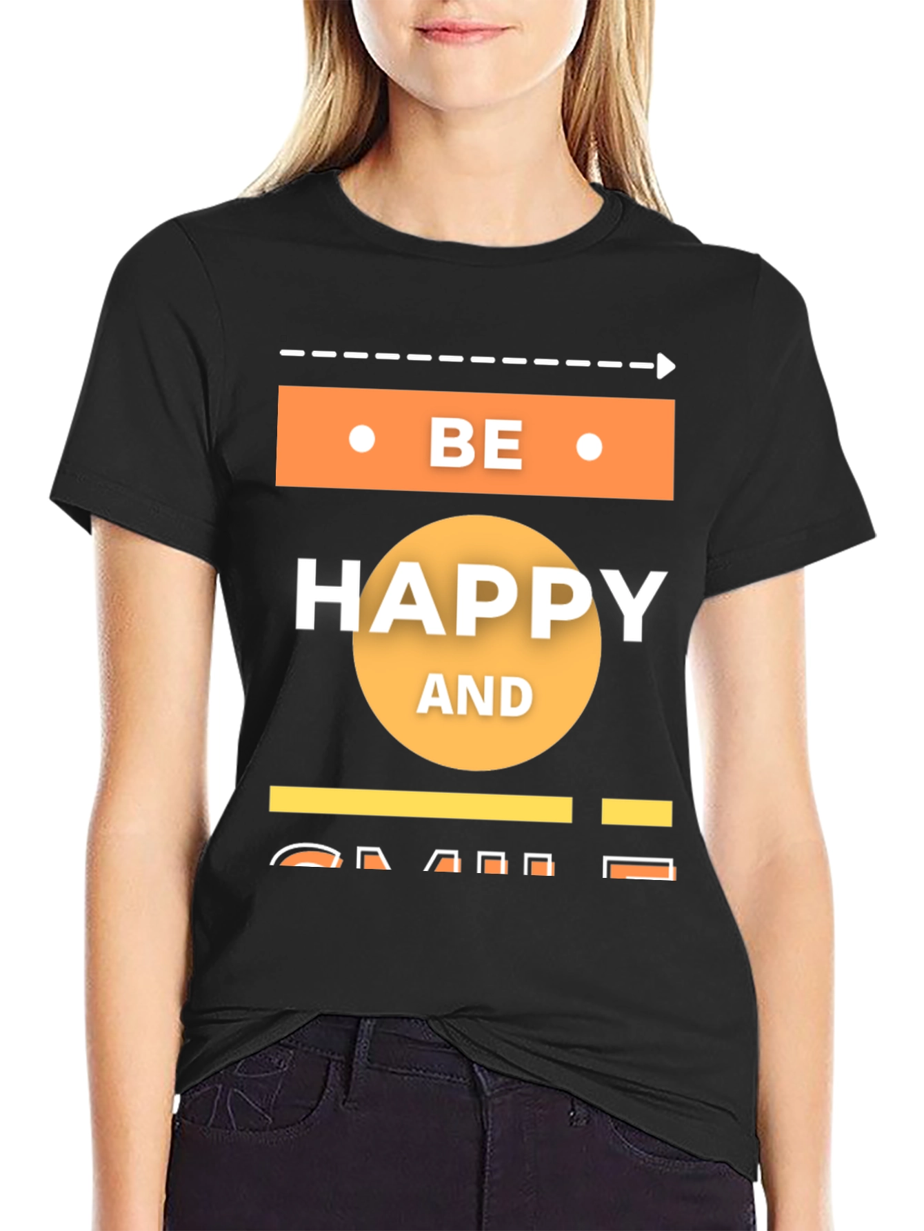 Be Happy T-Shirt - Mens Black Graphic Tee