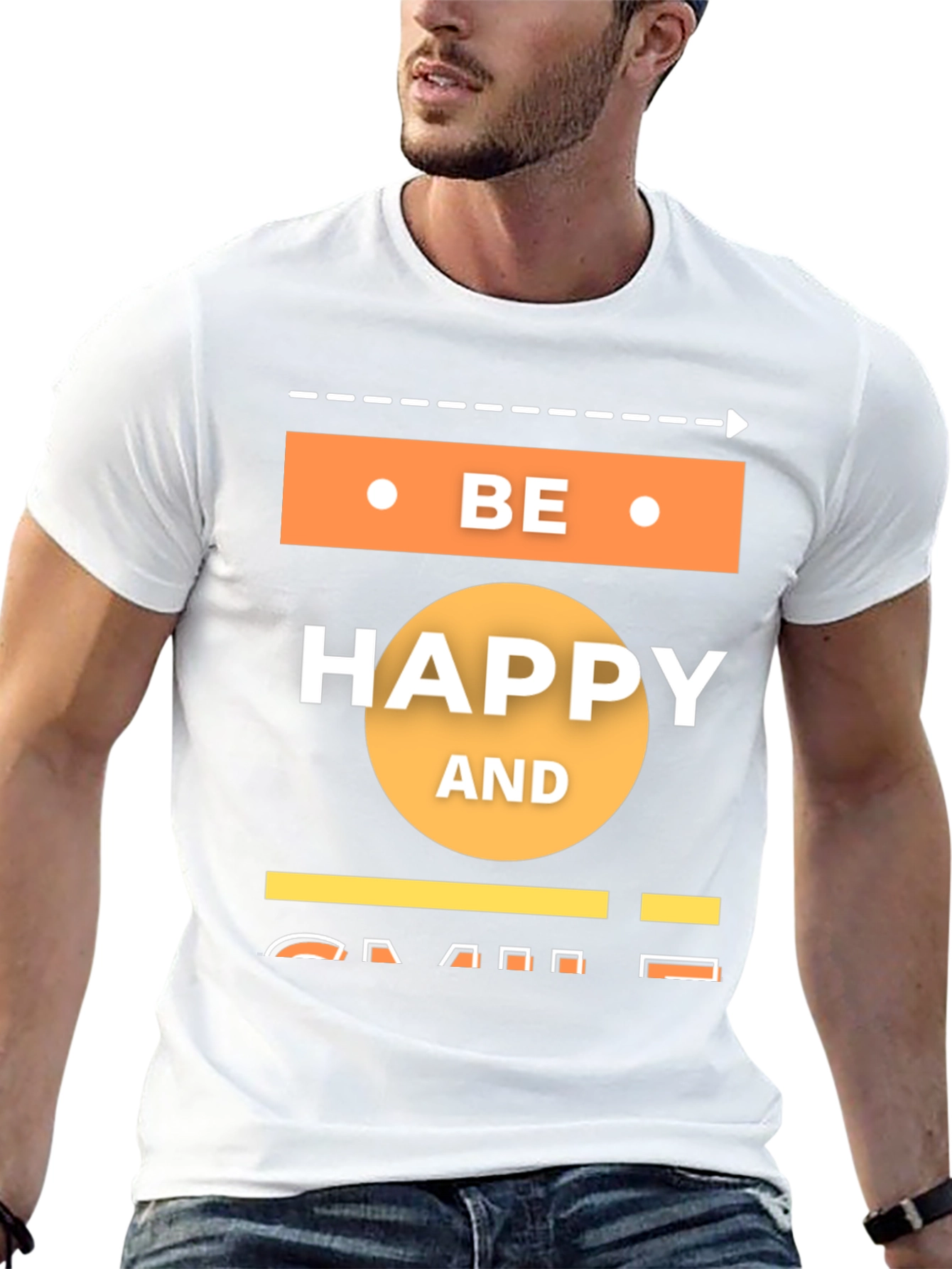 Be Happy T-Shirt - Mens Black Graphic Tee