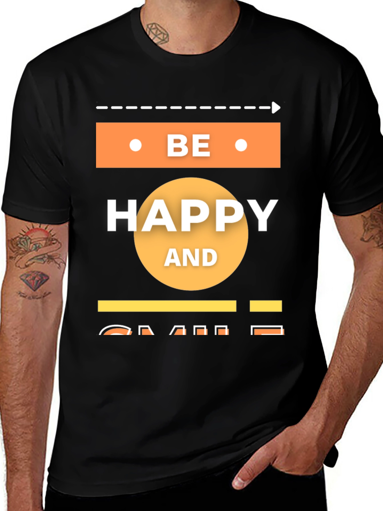 Be Happy T-Shirt - Mens Black Graphic Tee