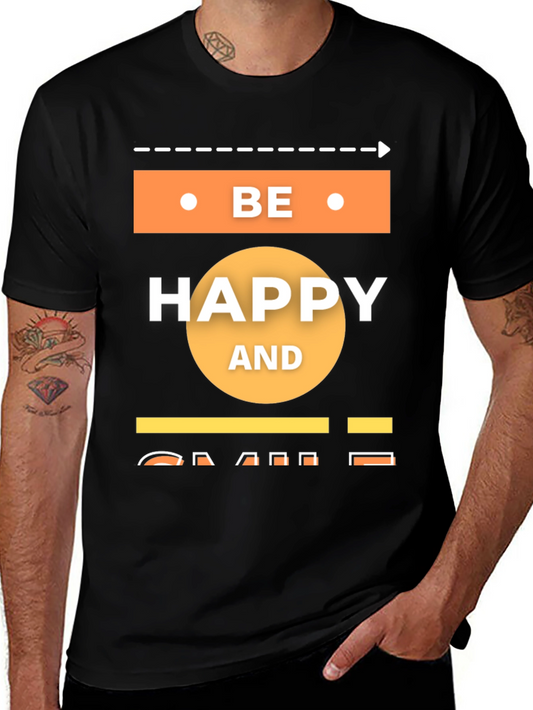 Be Happy T-Shirt - Mens Black Graphic Tee