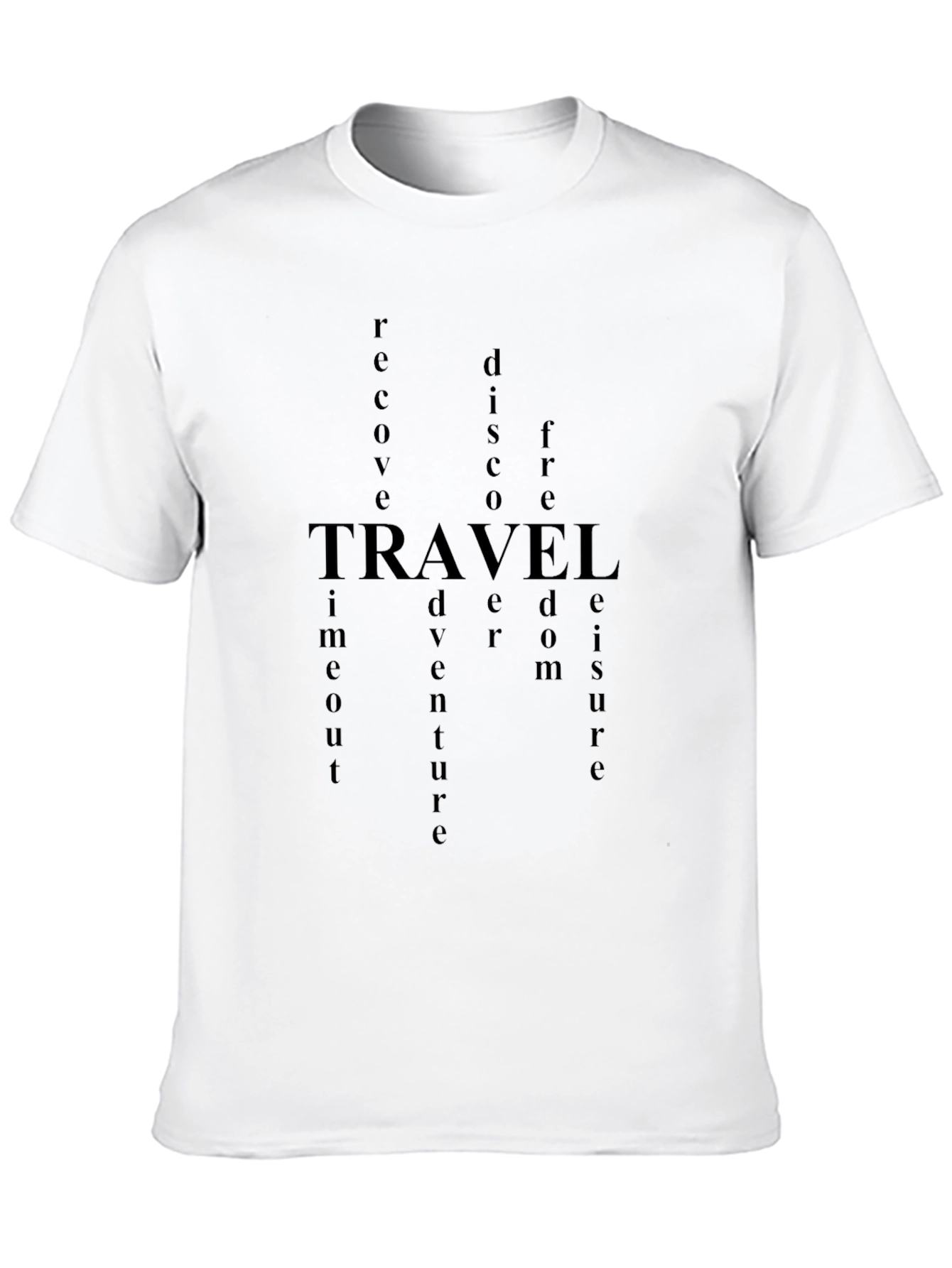 Black Travel Word Art Graphic Tee