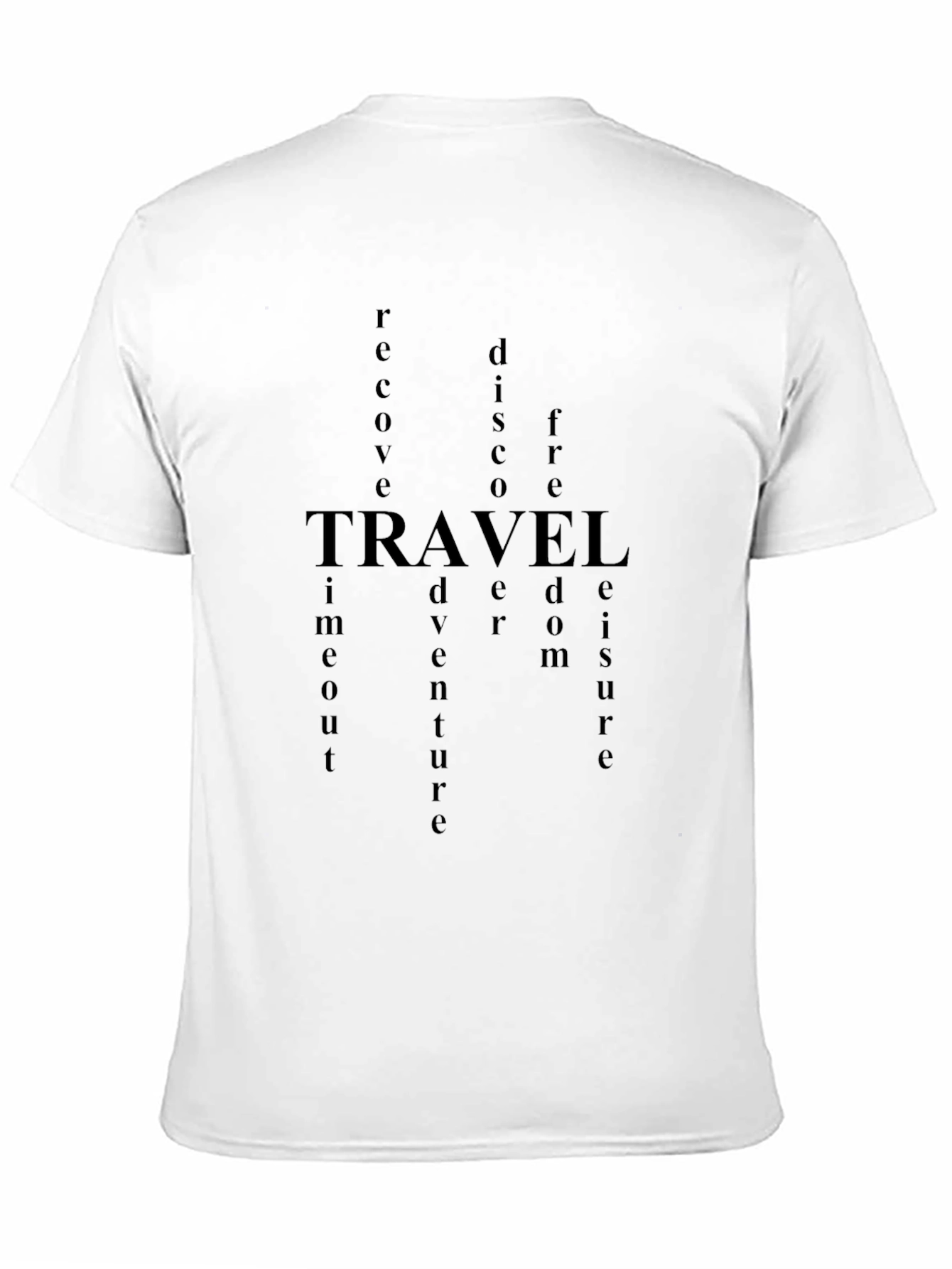 Black Travel Word Art Graphic Tee