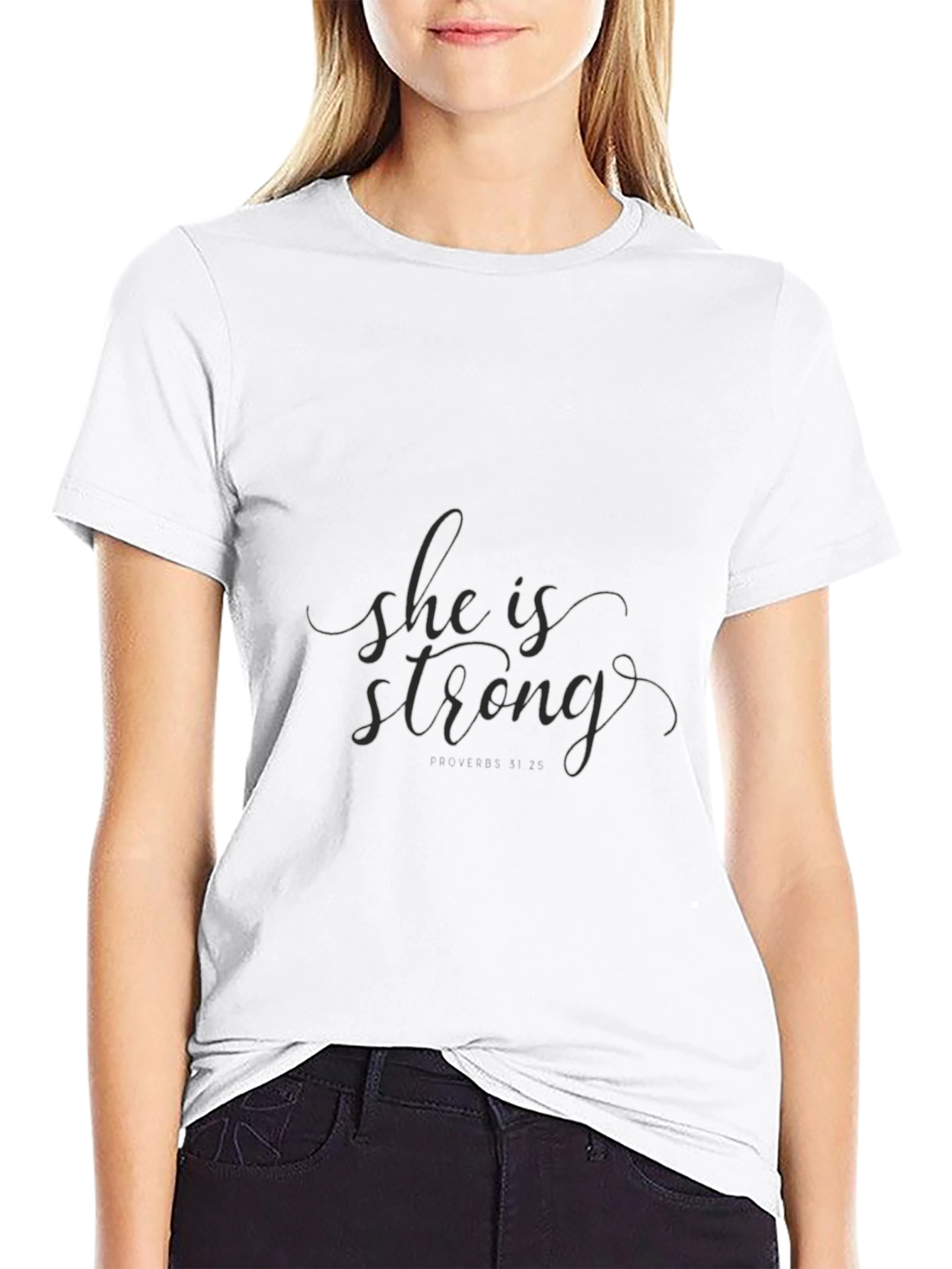 She is Strong T-Shirt - Black Cotton Tee