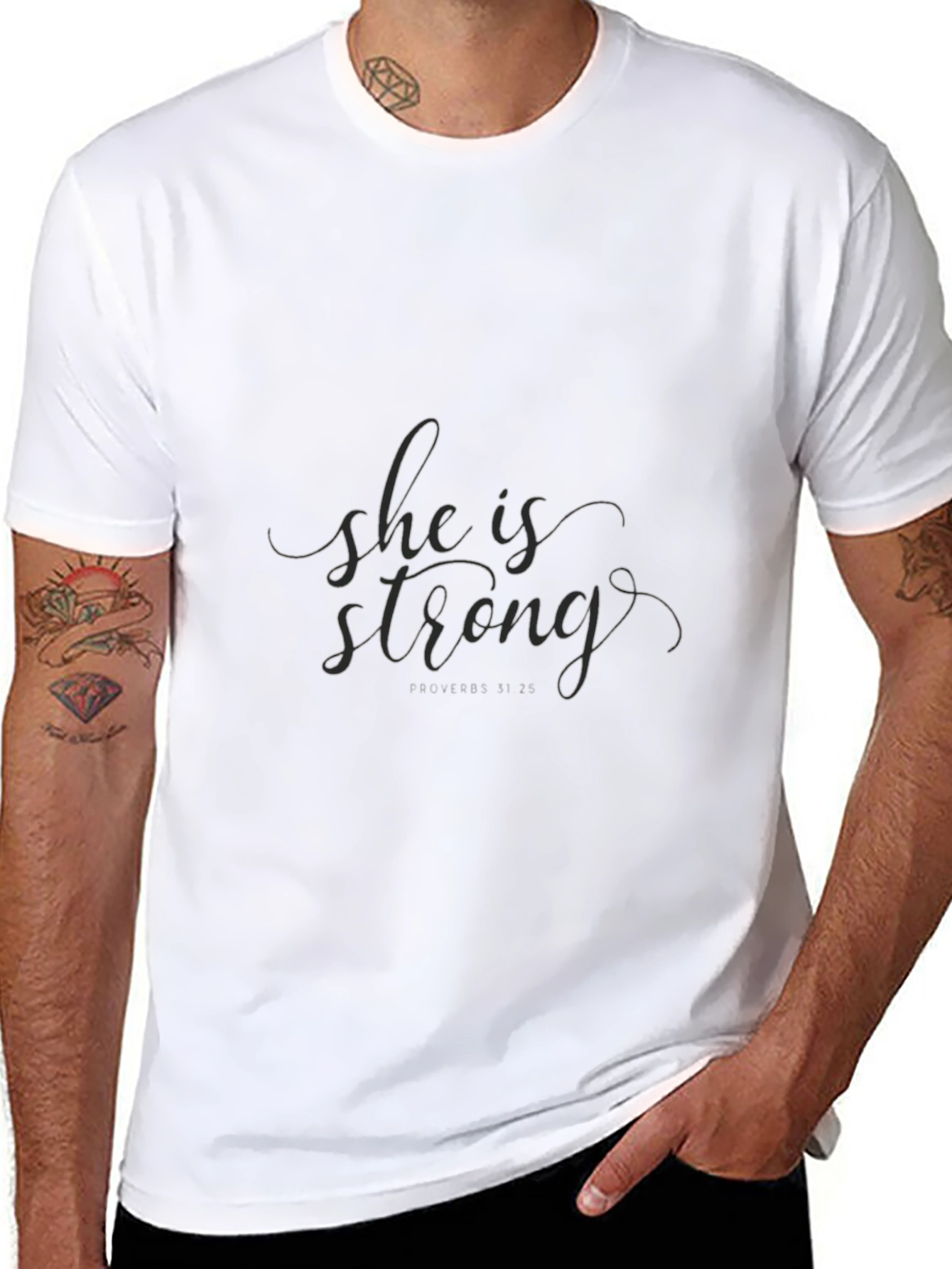 She is Strong T-Shirt - Black Cotton Tee