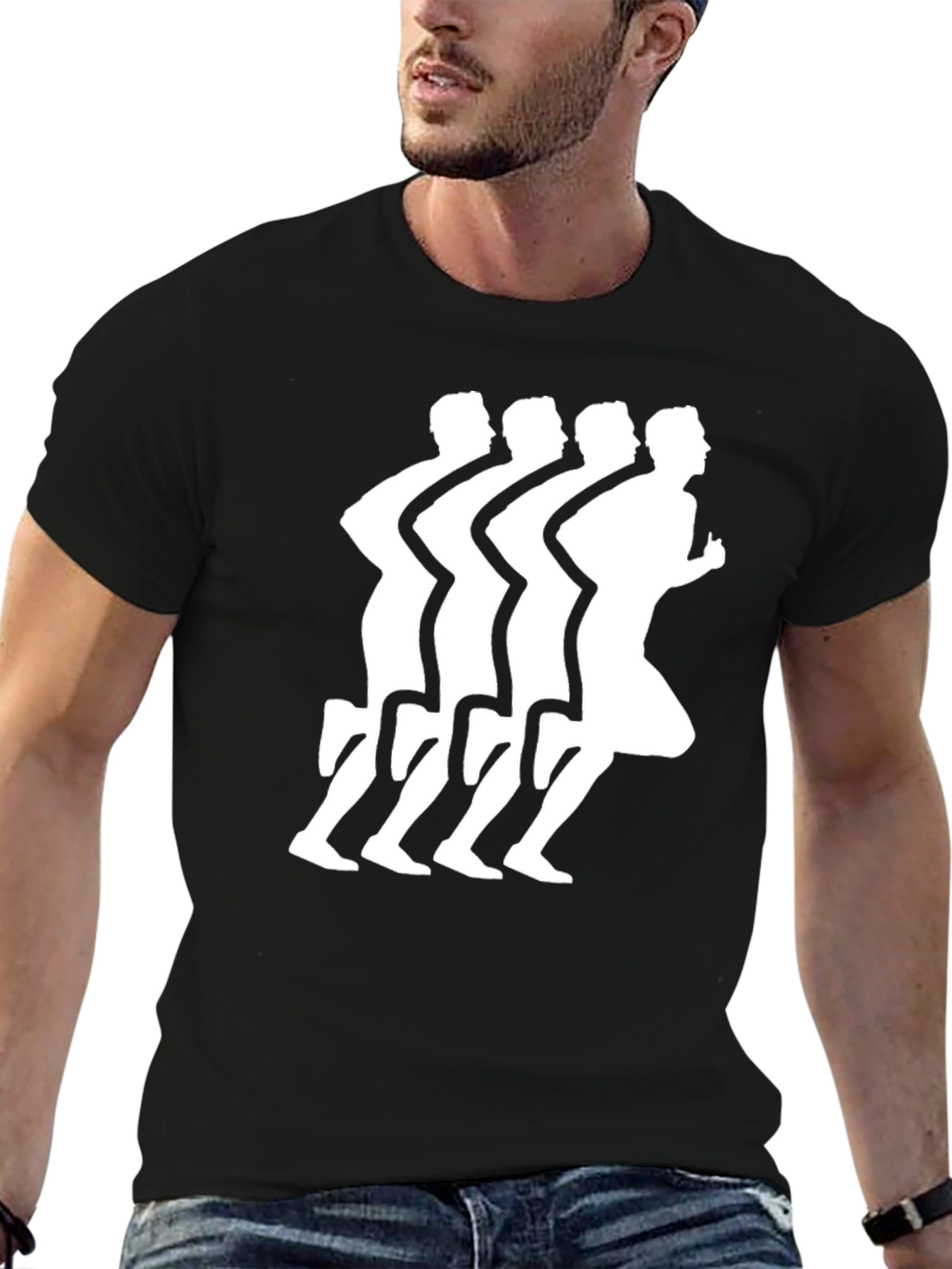 Mens Black Running Graphic T-Shirt