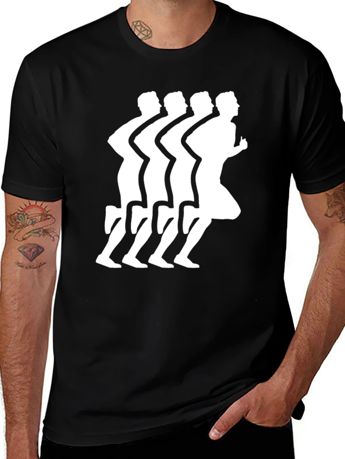 Mens Black Running Graphic T-Shirt
