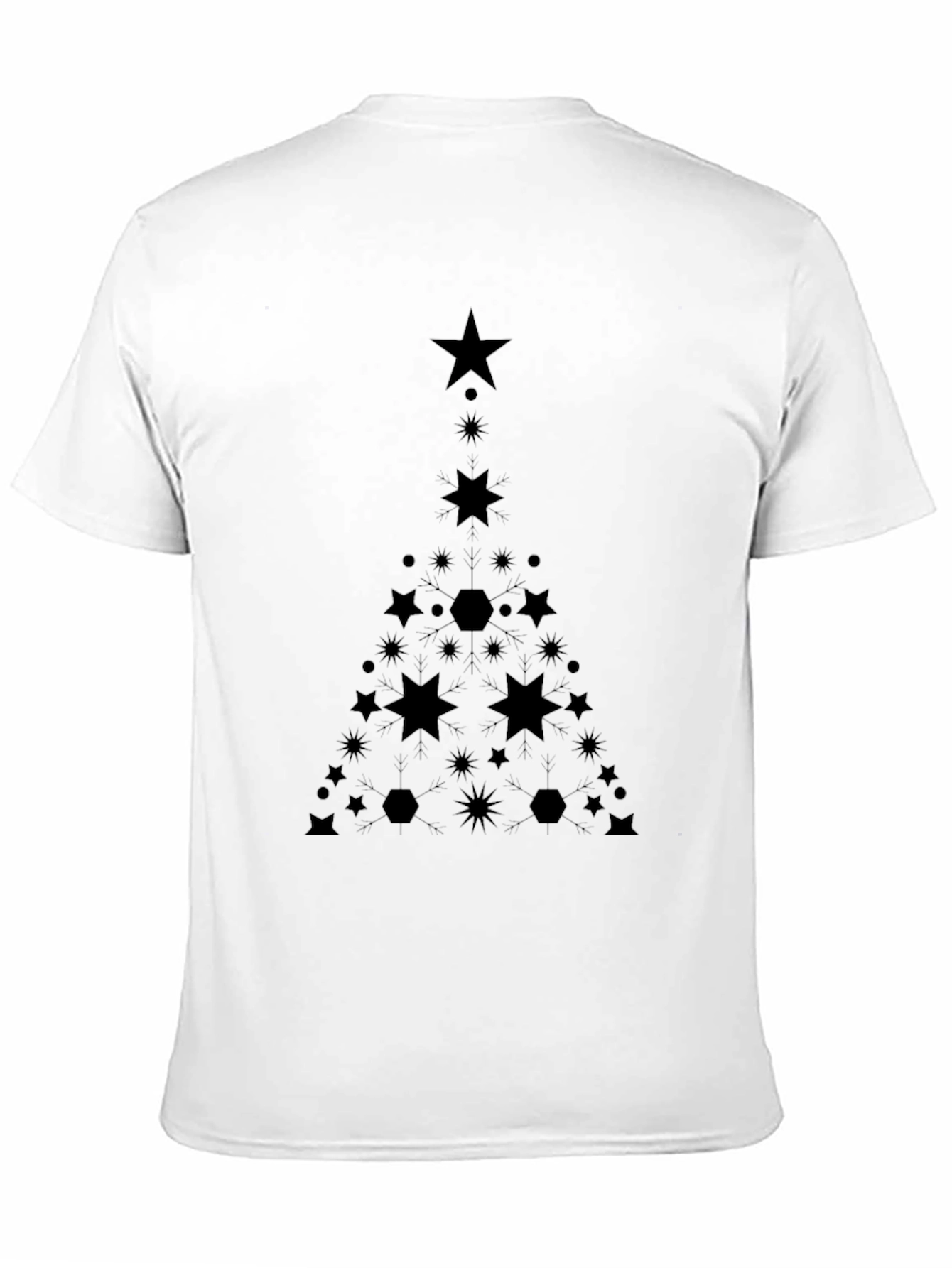 Geometric Christmas Tree Graphic Tee - Black
