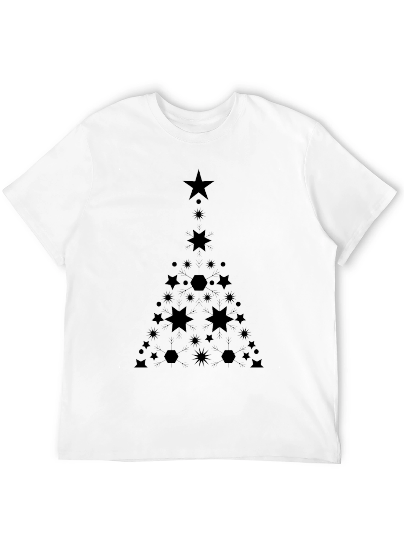 Geometric Christmas Tree Graphic Tee - Black