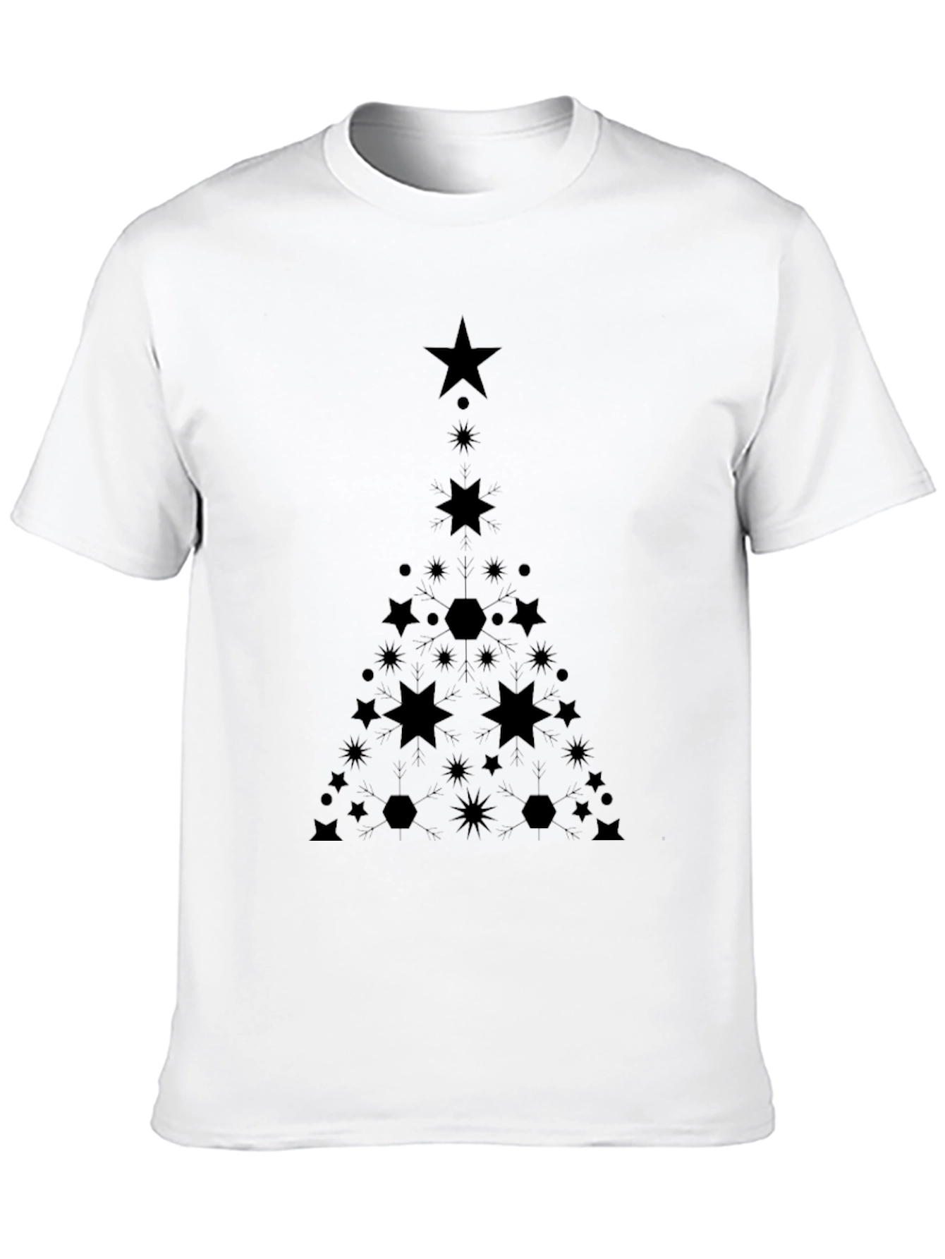 Geometric Christmas Tree Graphic Tee - Black