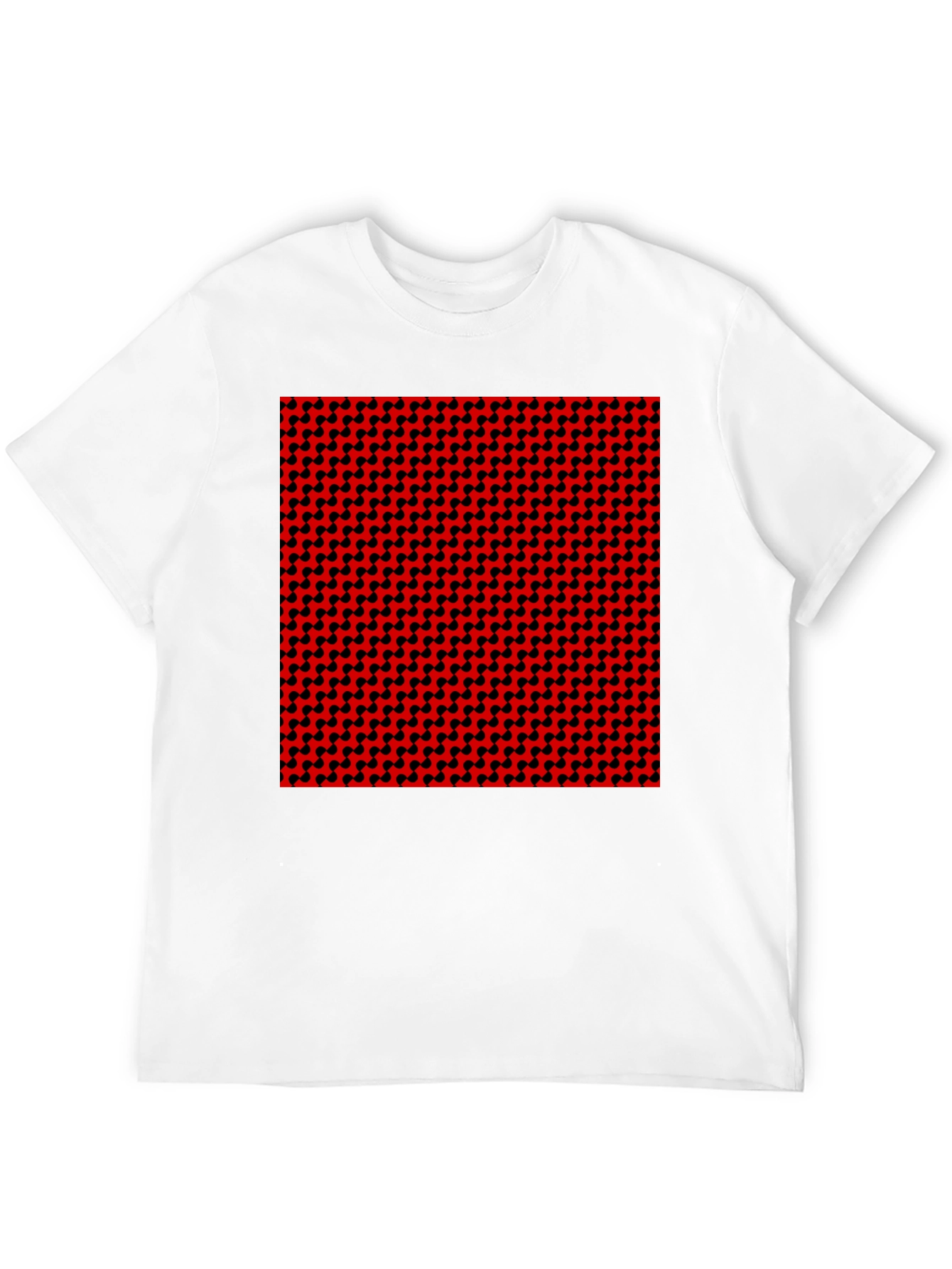 Geometric Patterned T-Shirt - Red and Black Design