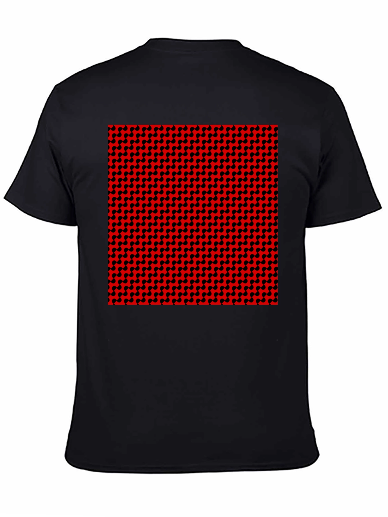 Geometric Patterned T-Shirt - Red and Black Design