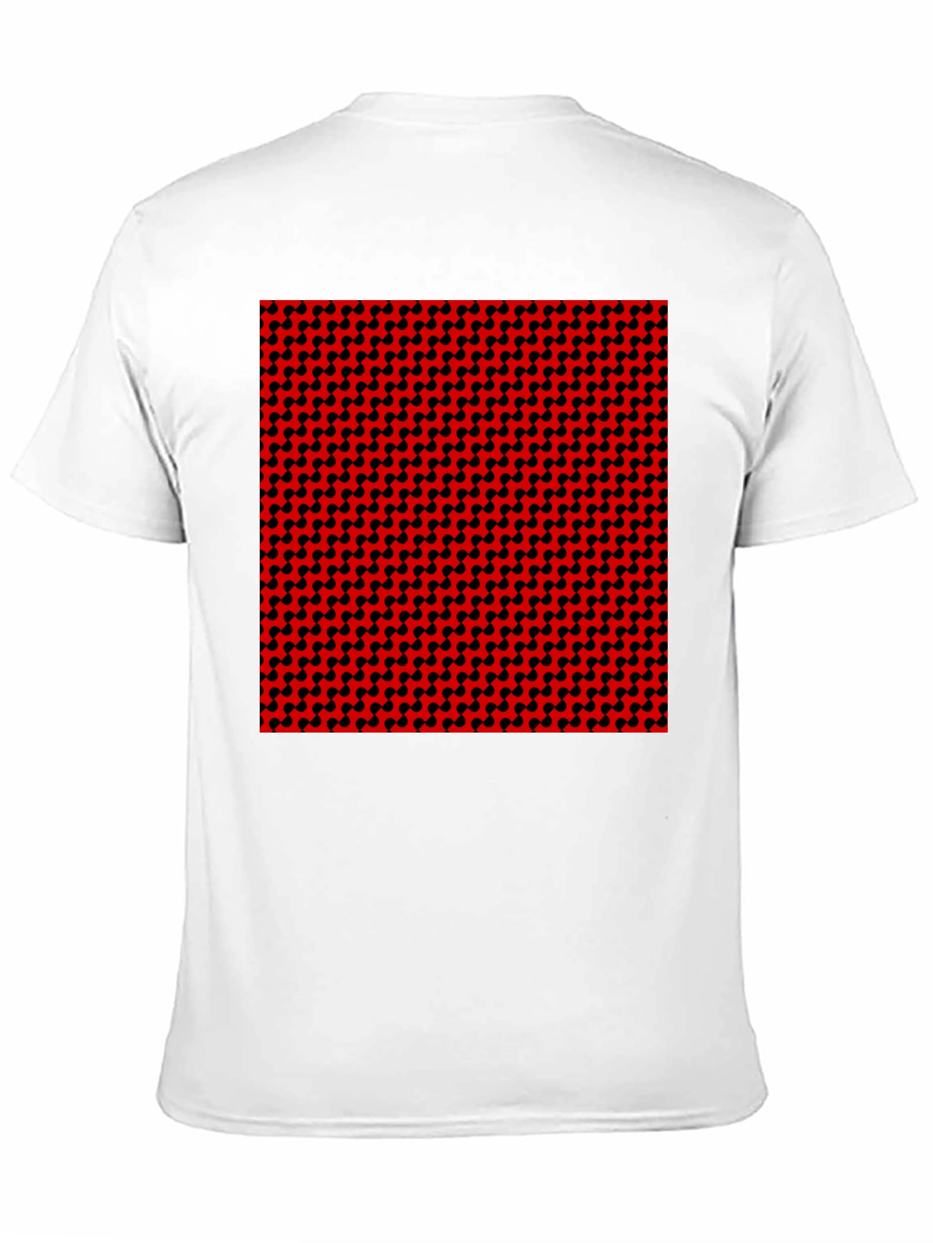 Geometric Patterned T-Shirt - Red and Black Design