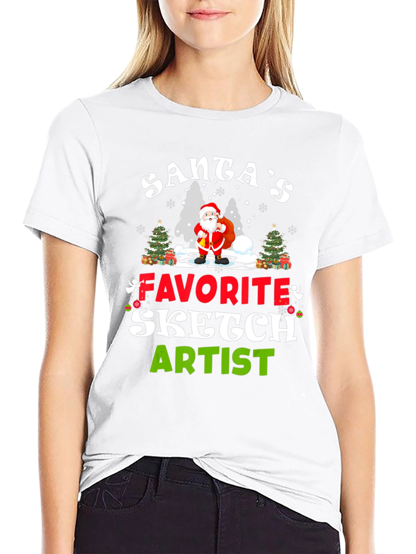 Santas Favorite Sketch Artist Holiday Tee