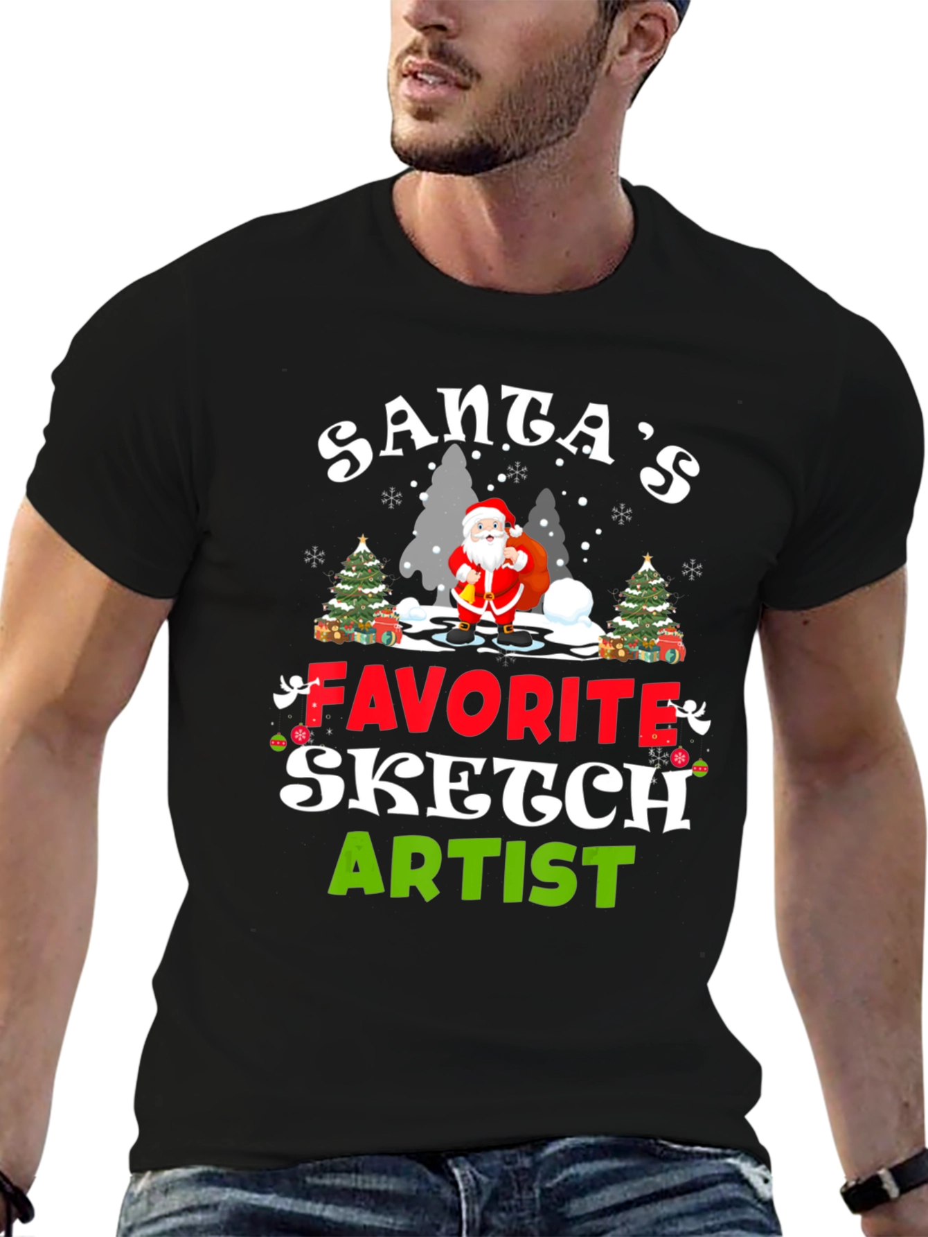 Santas Favorite Sketch Artist Holiday Tee