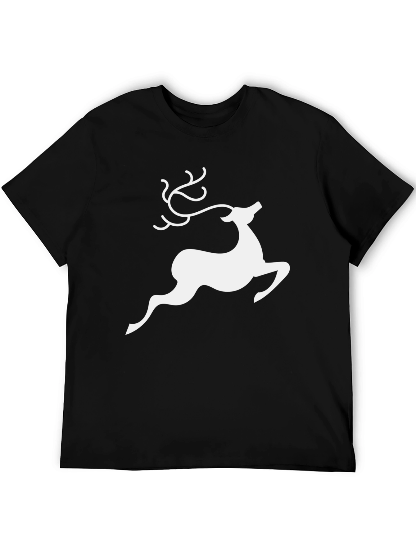 Reindeer Graphic Tee - Black Holiday Shirt