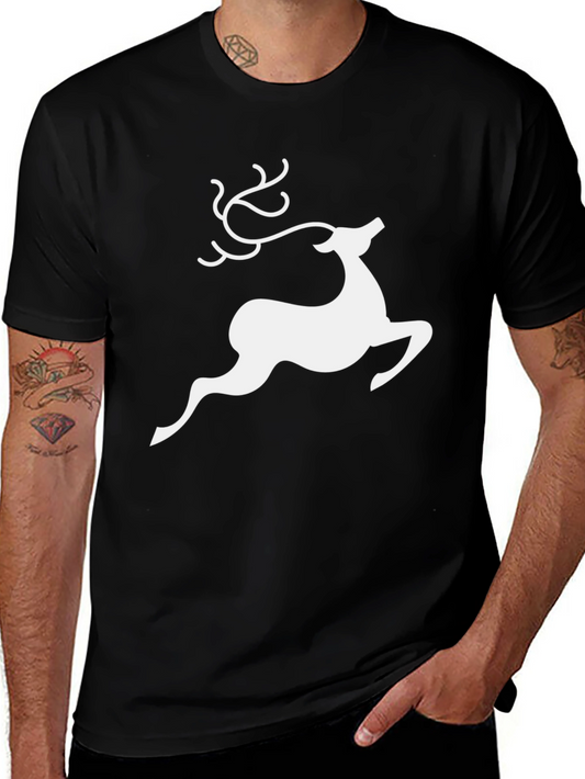 Reindeer Graphic Tee - Black Holiday Shirt