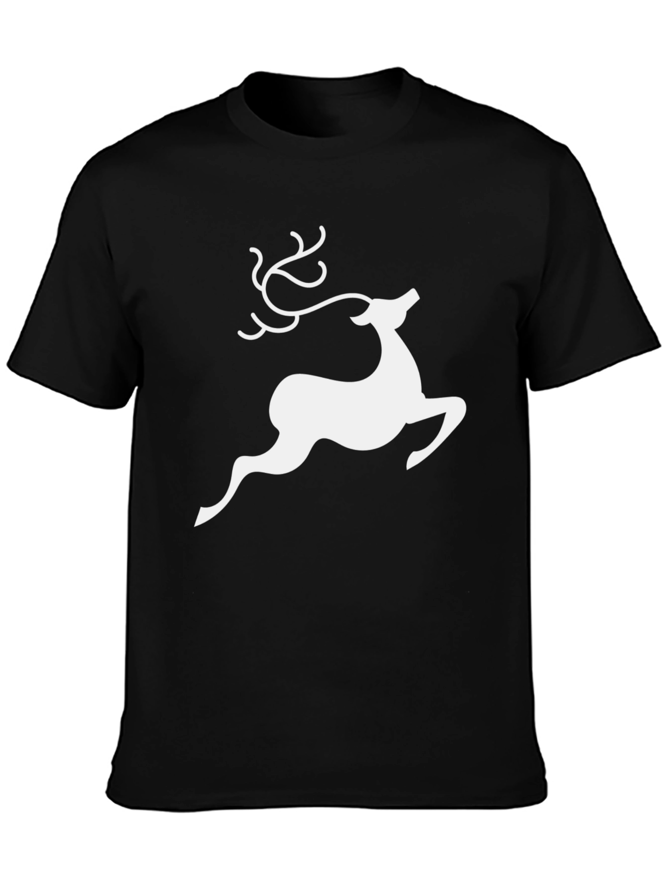 Reindeer Graphic Tee - Black Holiday Shirt