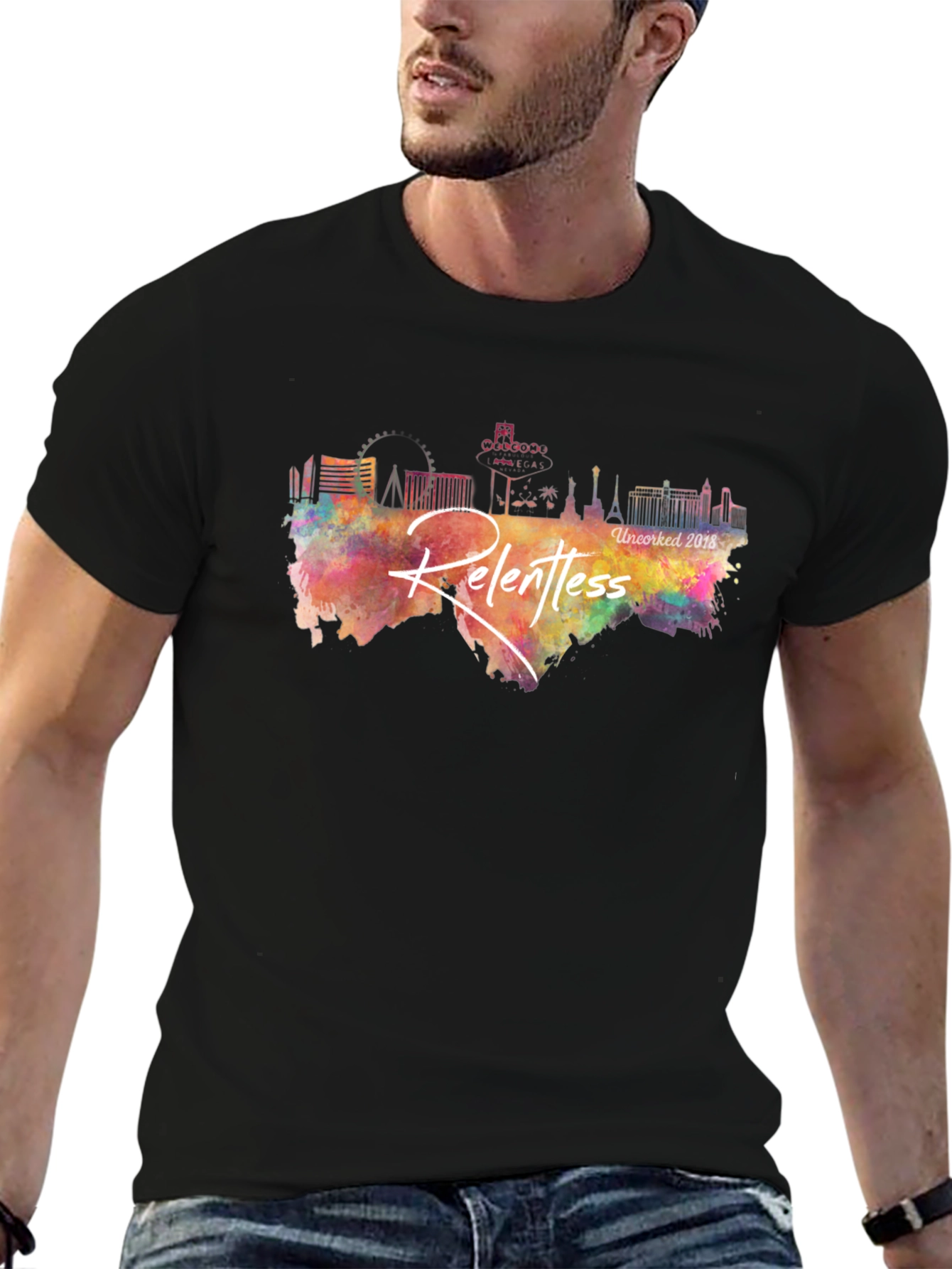 Relentless Vegas Skyline Black T-Shirt