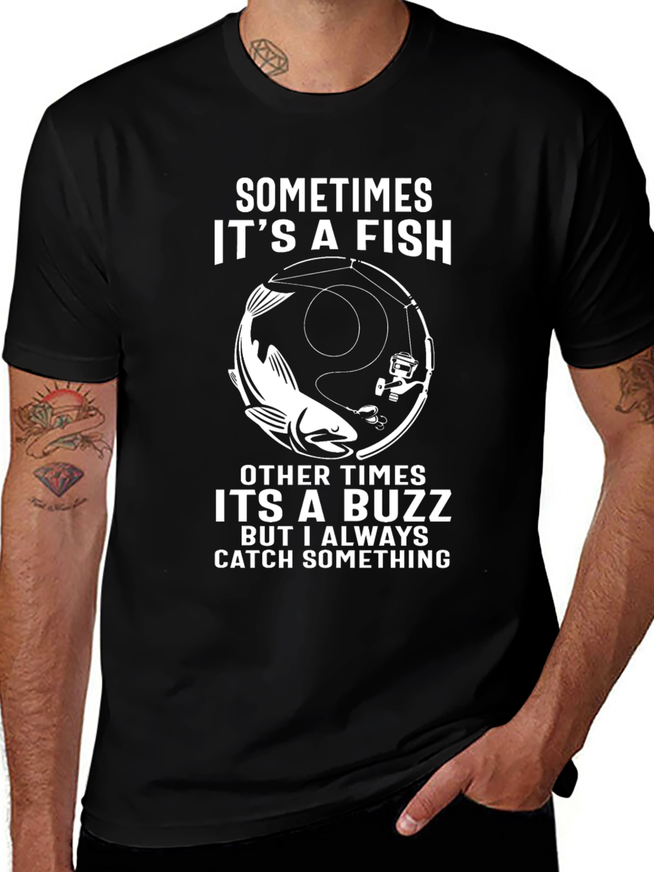Funny Fishing T-Shirt - Catch Something Design
