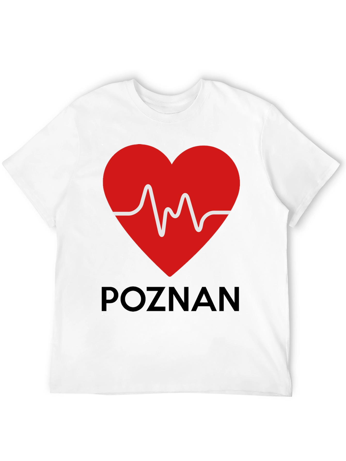 Poznan Heartbeat Graphic Tee - Black Cotton Casual T-Shirt