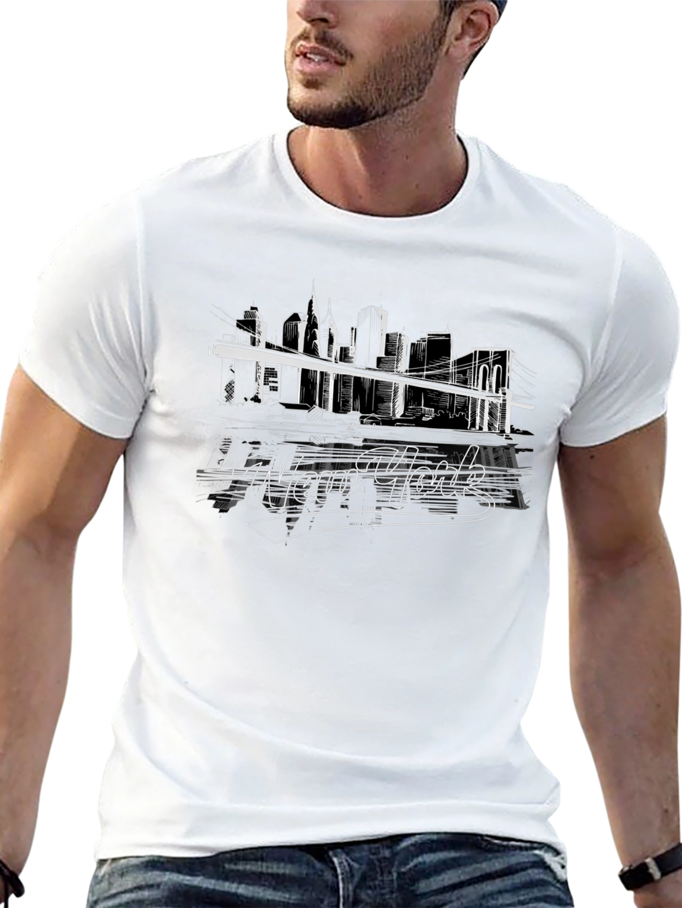 New York Skyline Graphic Tee - Black