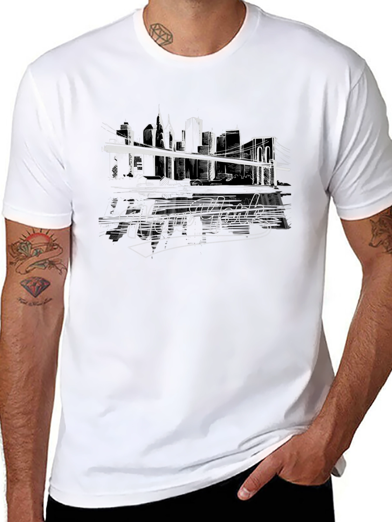 New York Skyline Graphic Tee - Black