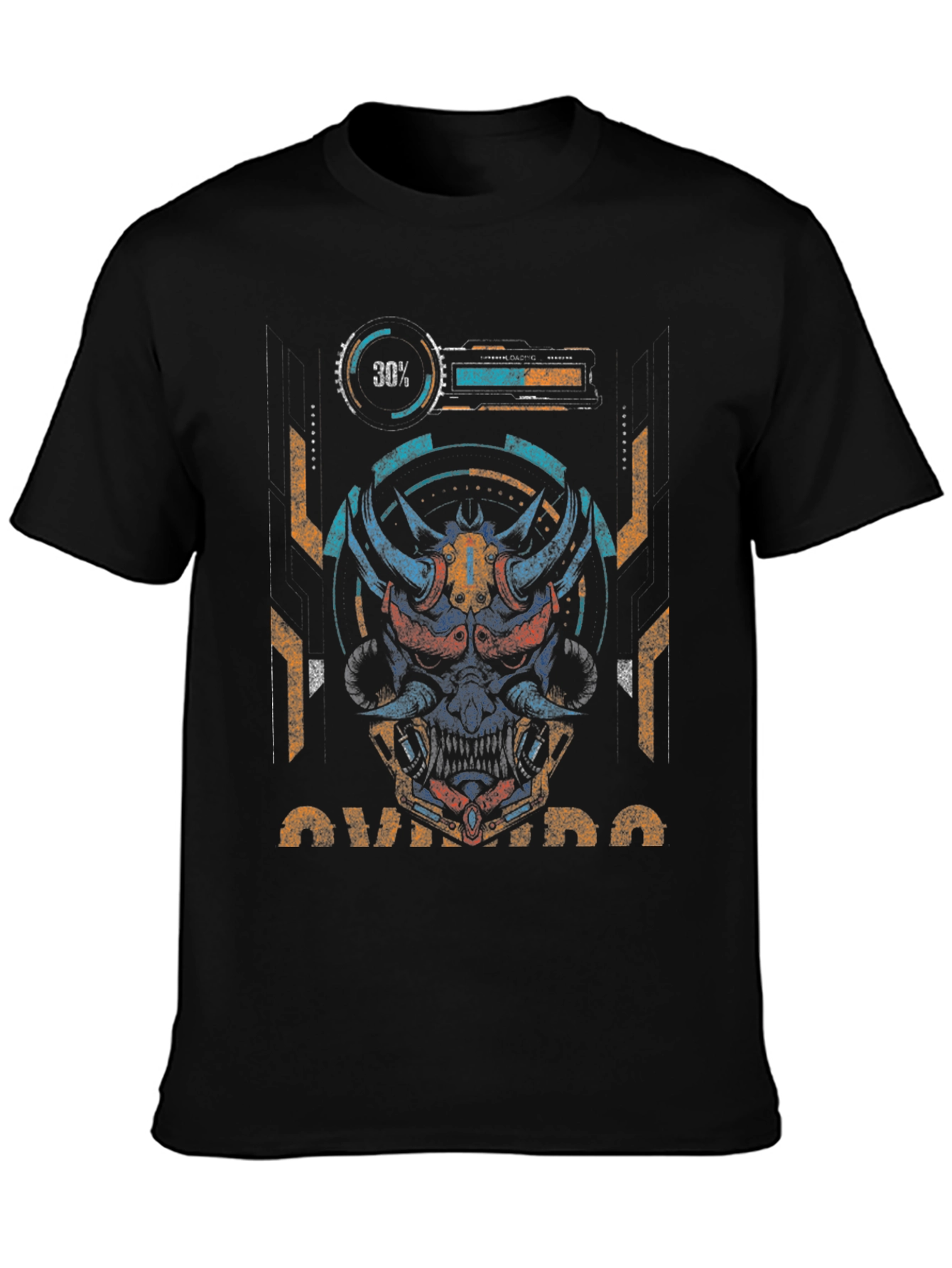 Cyberpunk Oni Mask Graphic Tee - Unique Streetwear Style