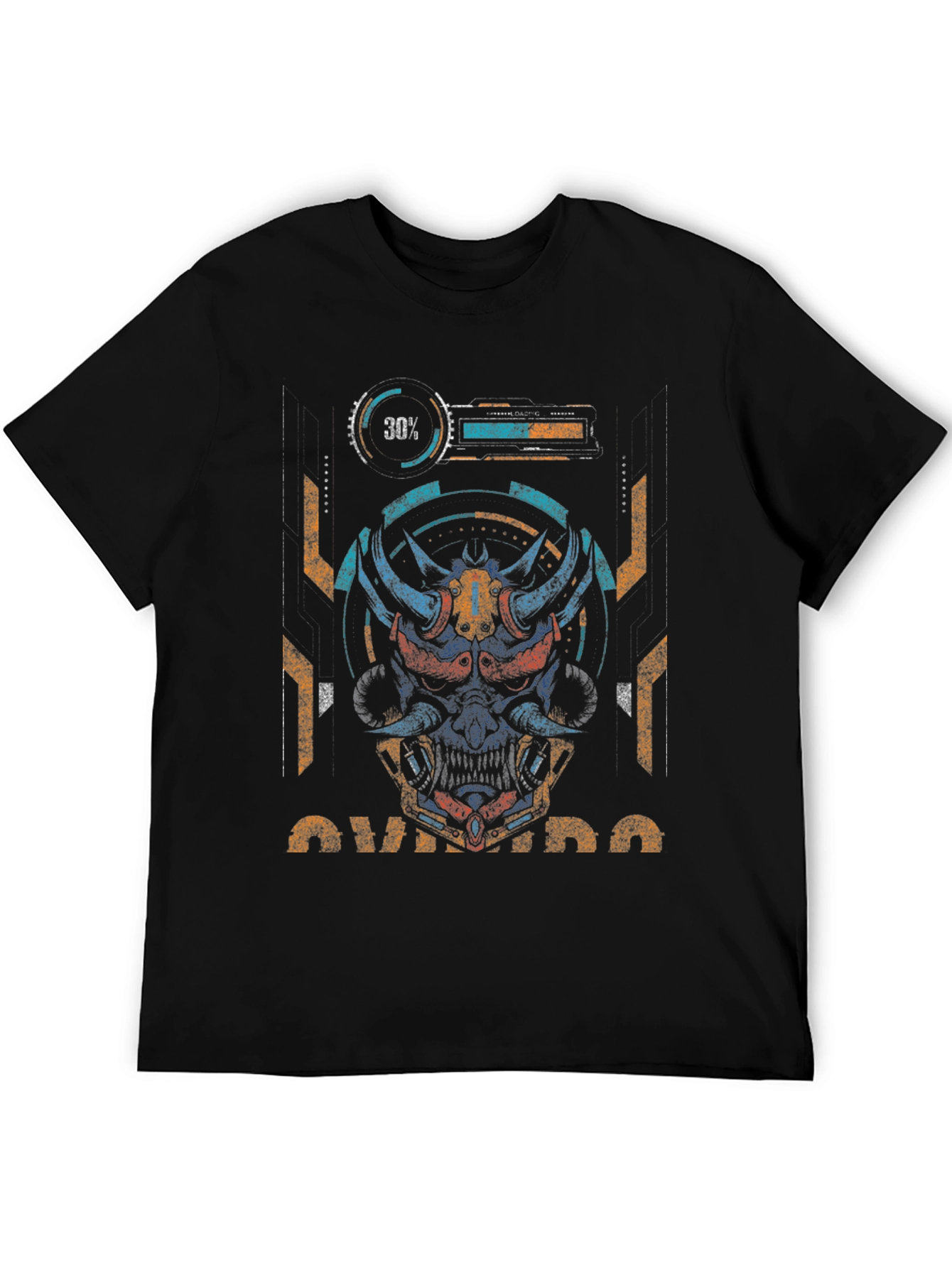 Cyberpunk Oni Mask Graphic Tee - Unique Streetwear Style