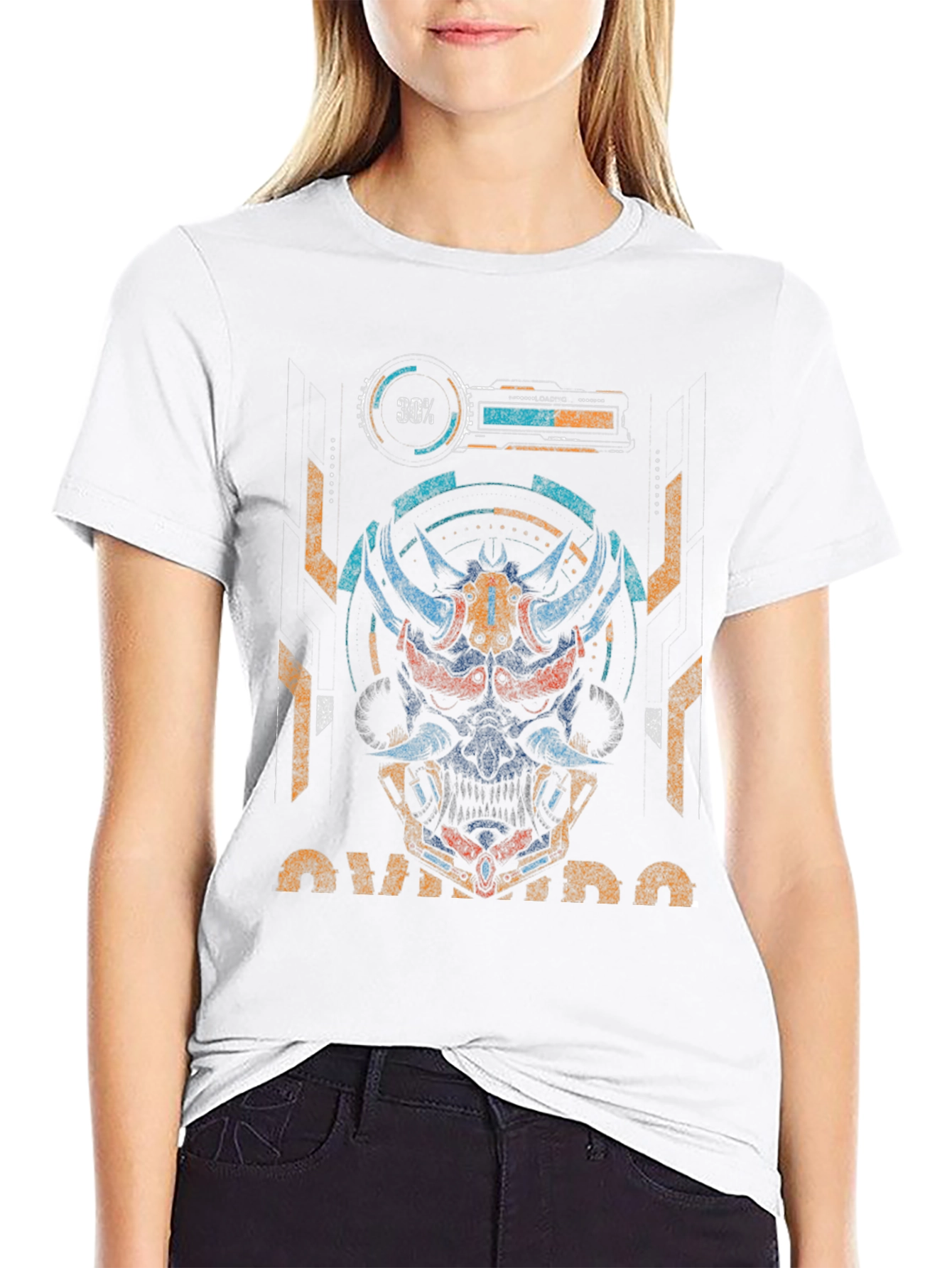 Cyberpunk Oni Mask Graphic Tee - Unique Streetwear Style