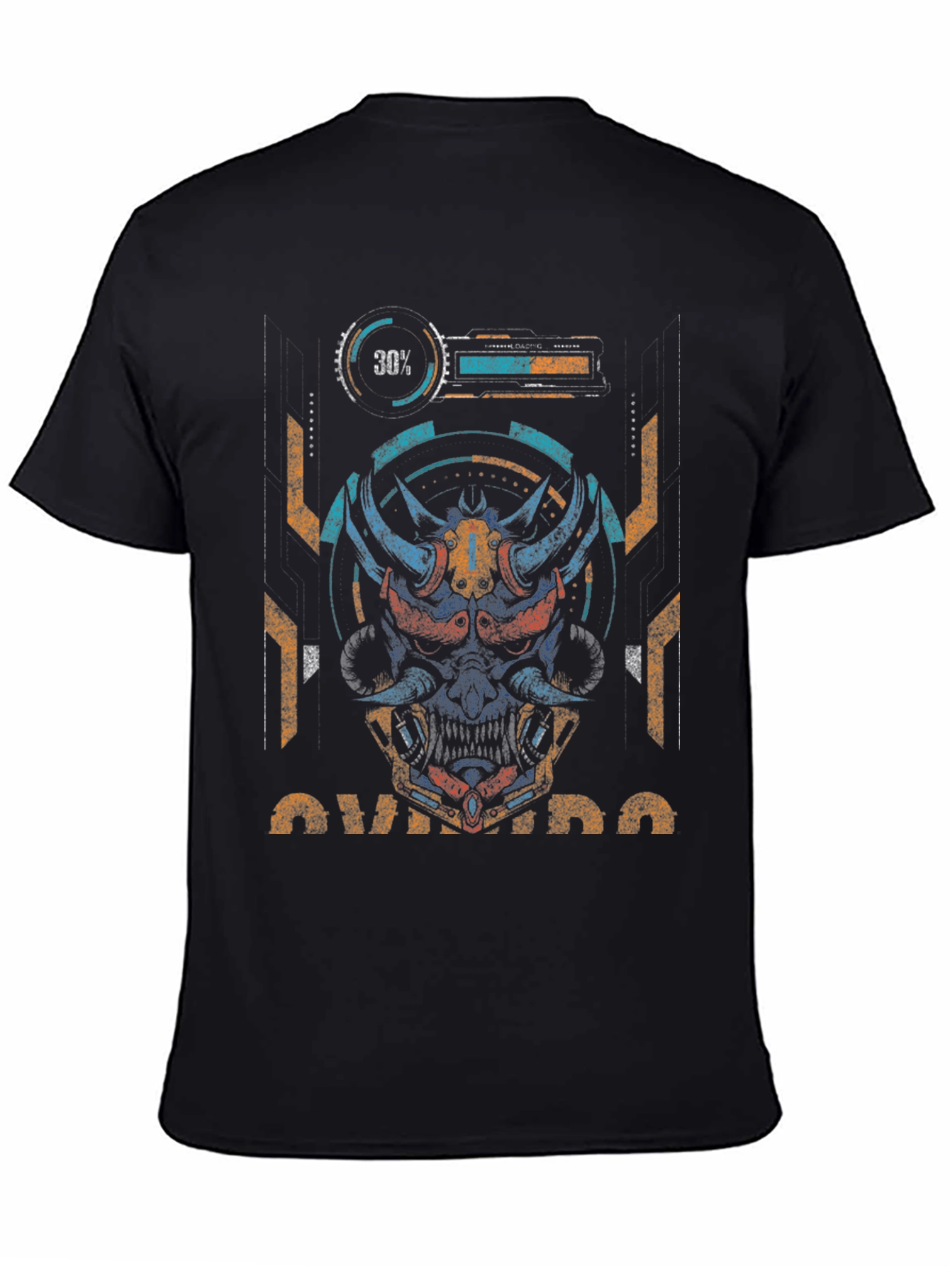 Cyberpunk Oni Mask Graphic Tee - Unique Streetwear Style