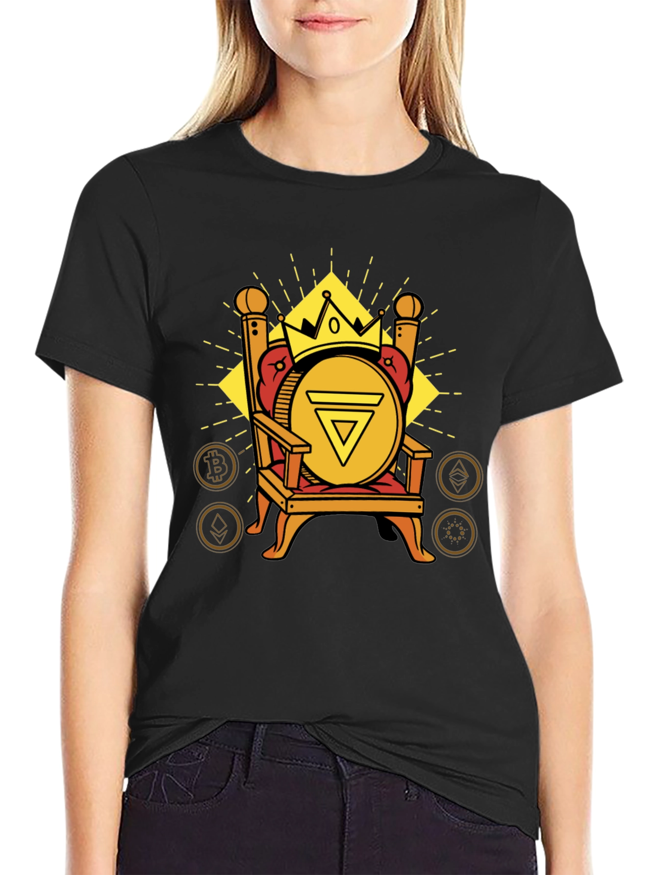 Crypto King T-Shirt - Bitcoin Throne Design