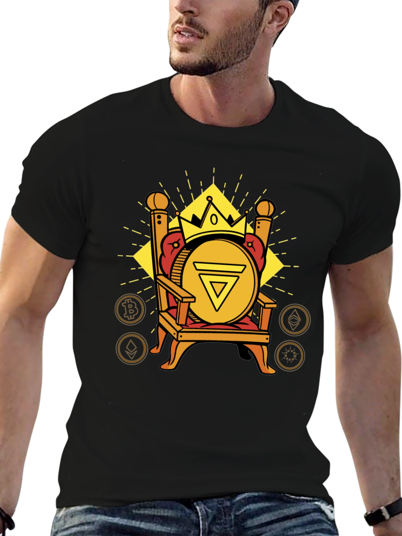Crypto King T-Shirt - Bitcoin Throne Design