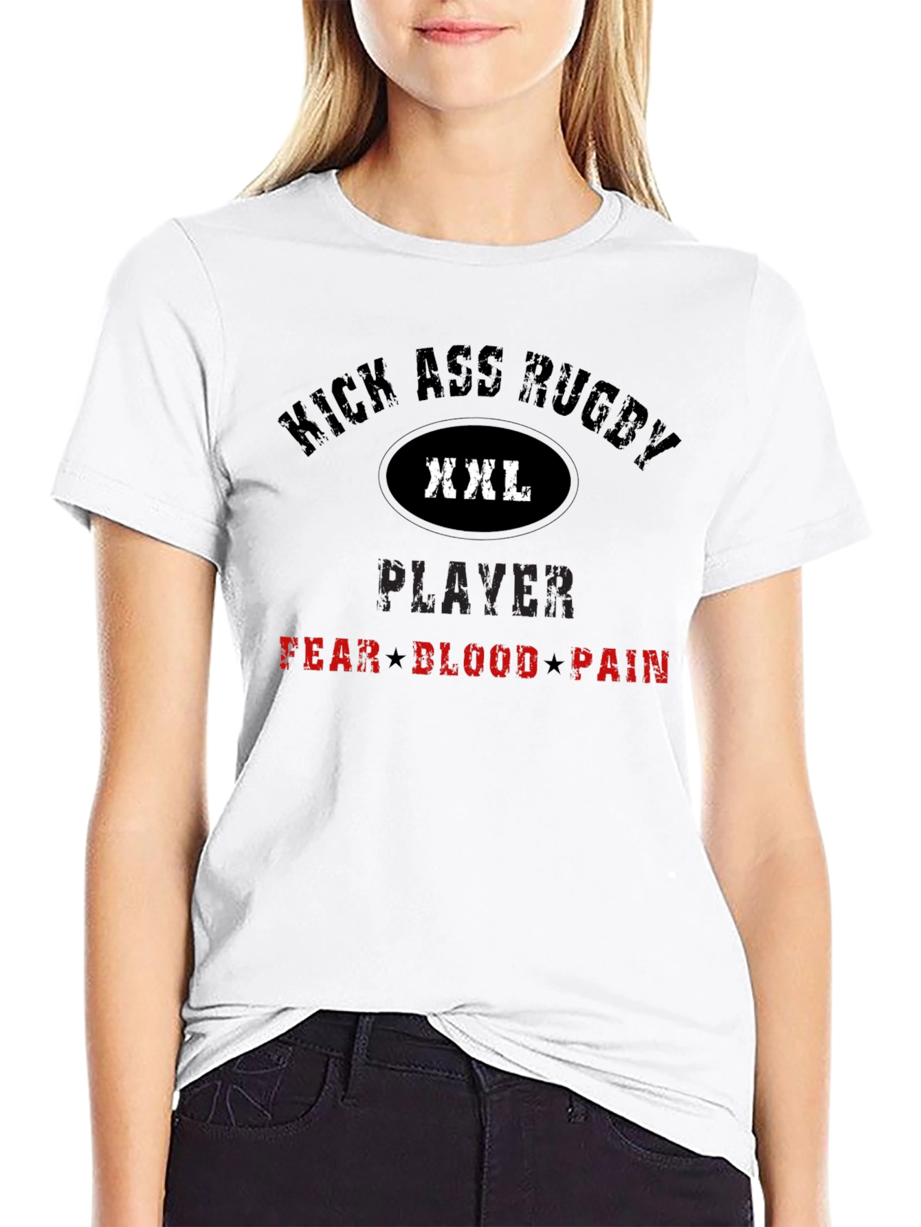 Kick Ass Rugby Player Graphic T-Shirt